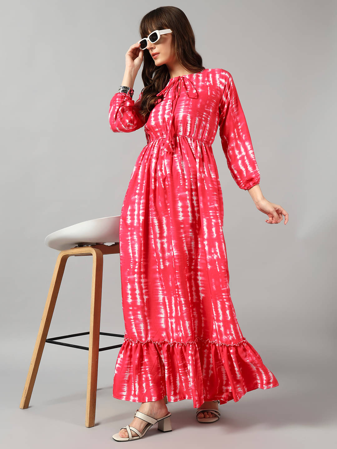     			JASH CREATION Women Crepe Printed Fit & Flare Dress ( Pink )