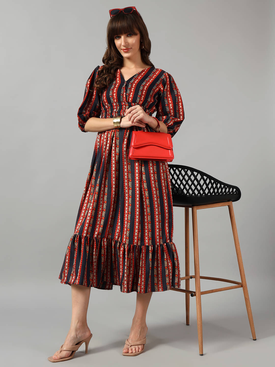     			JASH CREATION Women Crepe Printed Fit & Flare Dress ( Black )