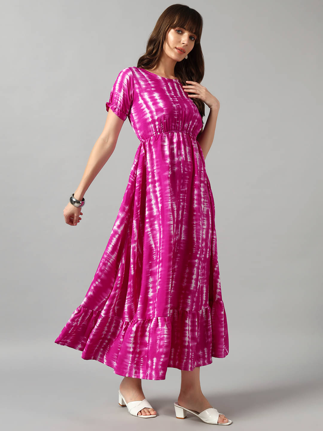 JASH CREATION Women Crepe Printed Fit & Flare Dress ( Lavender )     			JASH CREATION Women Crepe Printed Fit & Flare Dress ( Lavender )