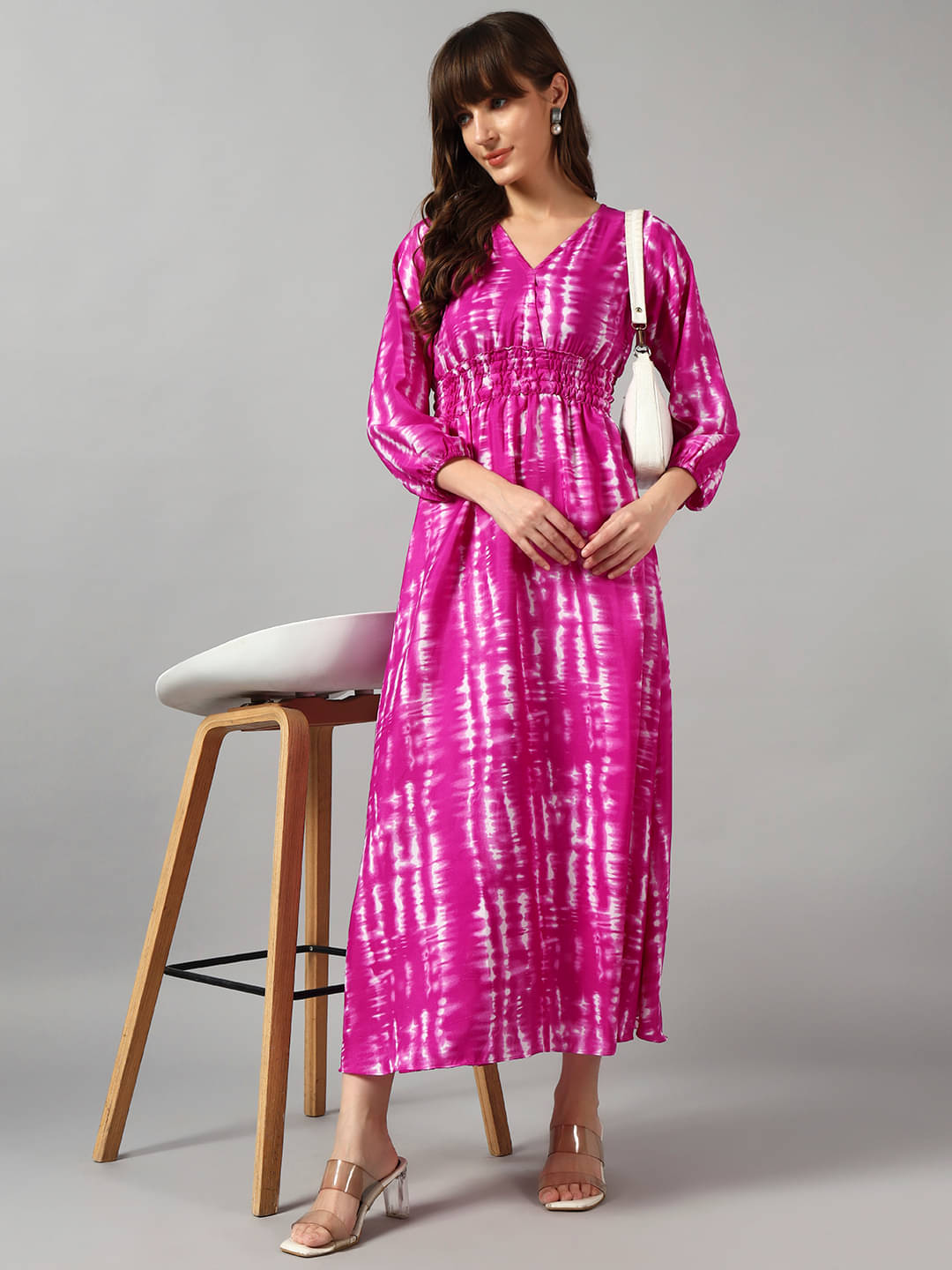     			JASH CREATION Women Crepe Printed Fit & Flare Dress ( Lavender )