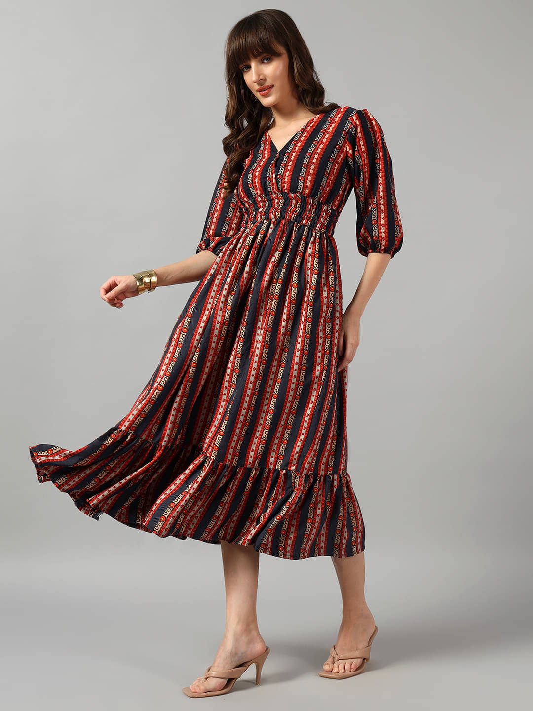 JASH CREATION Women Crepe Printed Fit & Flare Dress ( Black ) JASH CREATION Women Crepe Printed Fit & Flare Dress ( Black )