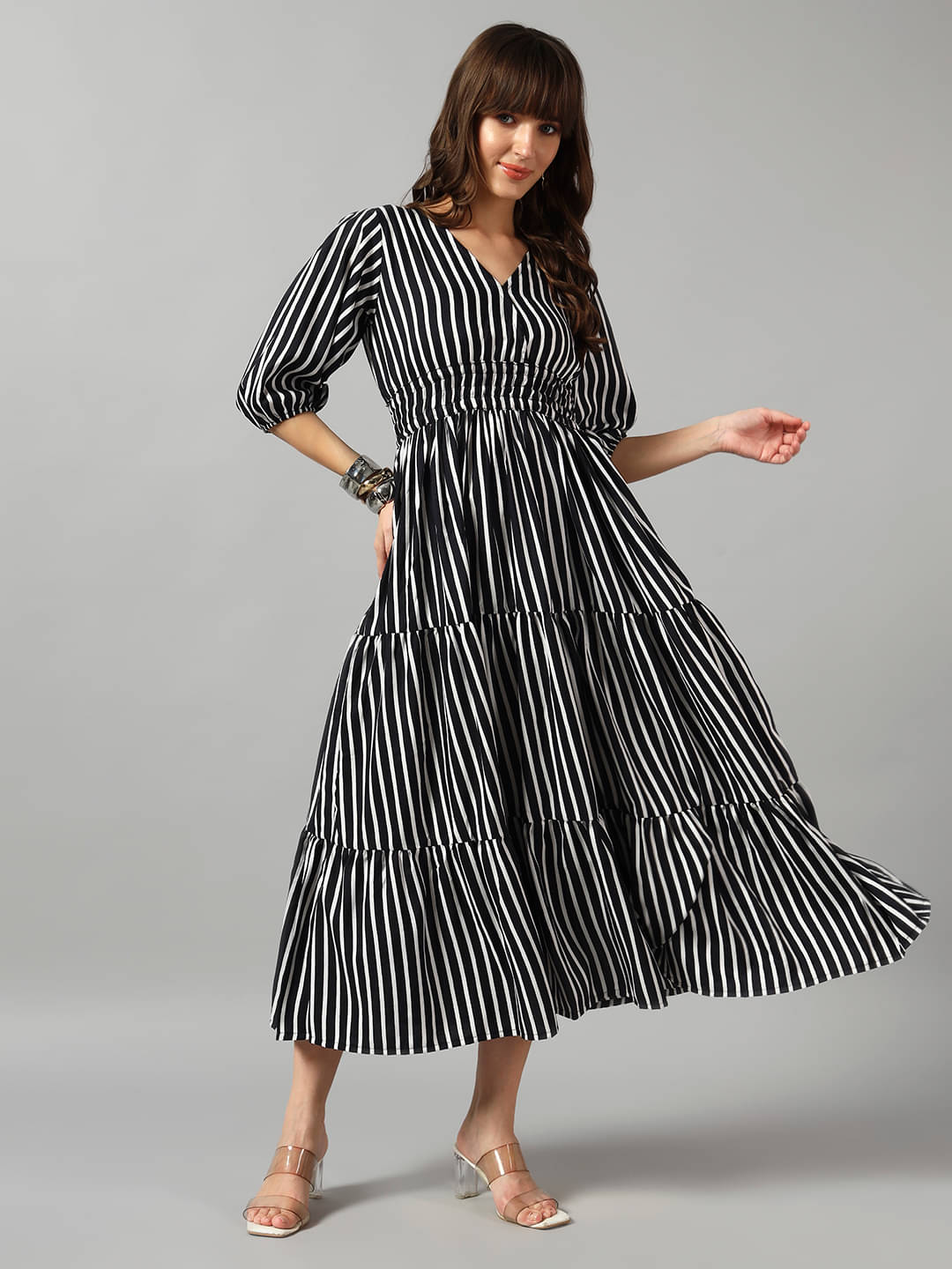     			JASH CREATION Women Crepe Printed Fit & Flare Dress ( White )