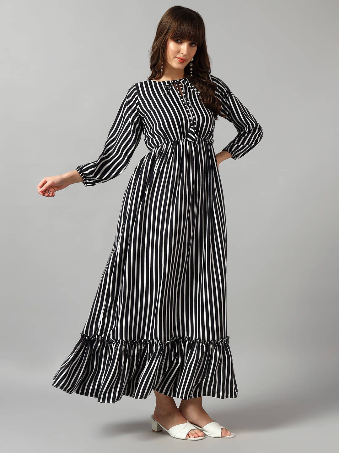 JASH CREATION Women Crepe Printed Fit & Flare Dress ( White ) JASH CREATION Women Crepe Printed Fit & Flare Dress ( White )