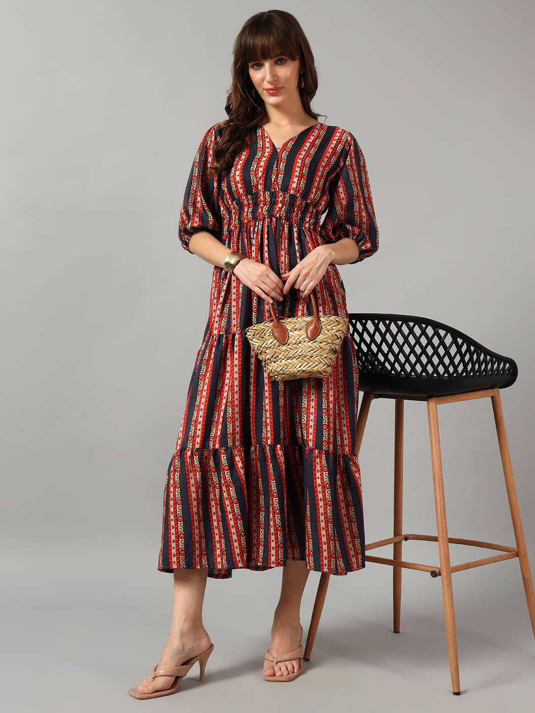 JASH CREATION Women Crepe Printed Fit & Flare Dress ( Black ) JASH CREATION Women Crepe Printed Fit & Flare Dress ( Black )