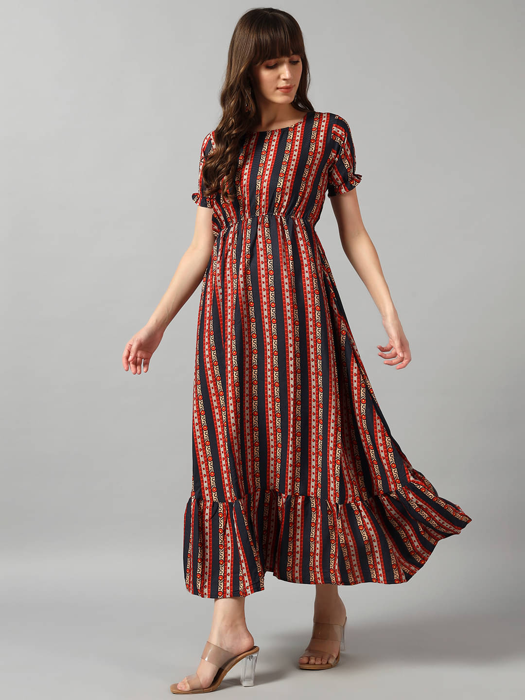 JASH CREATION Women Crepe Printed Fit & Flare Dress ( Black ) JASH CREATION Women Crepe Printed Fit & Flare Dress ( Black )