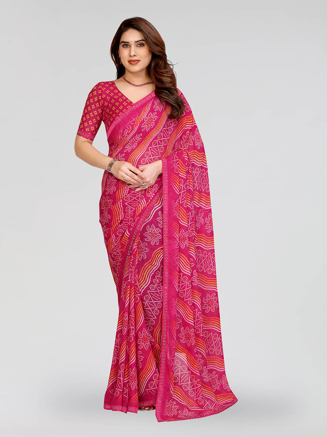 Kashvi Sarees Georgette Printed Ilkal Saree With Unstitched Blouse Piece ( PINK ) Kashvi Sarees Georgette Printed Ilkal Saree With Unstitched Blouse Piece ( PINK )