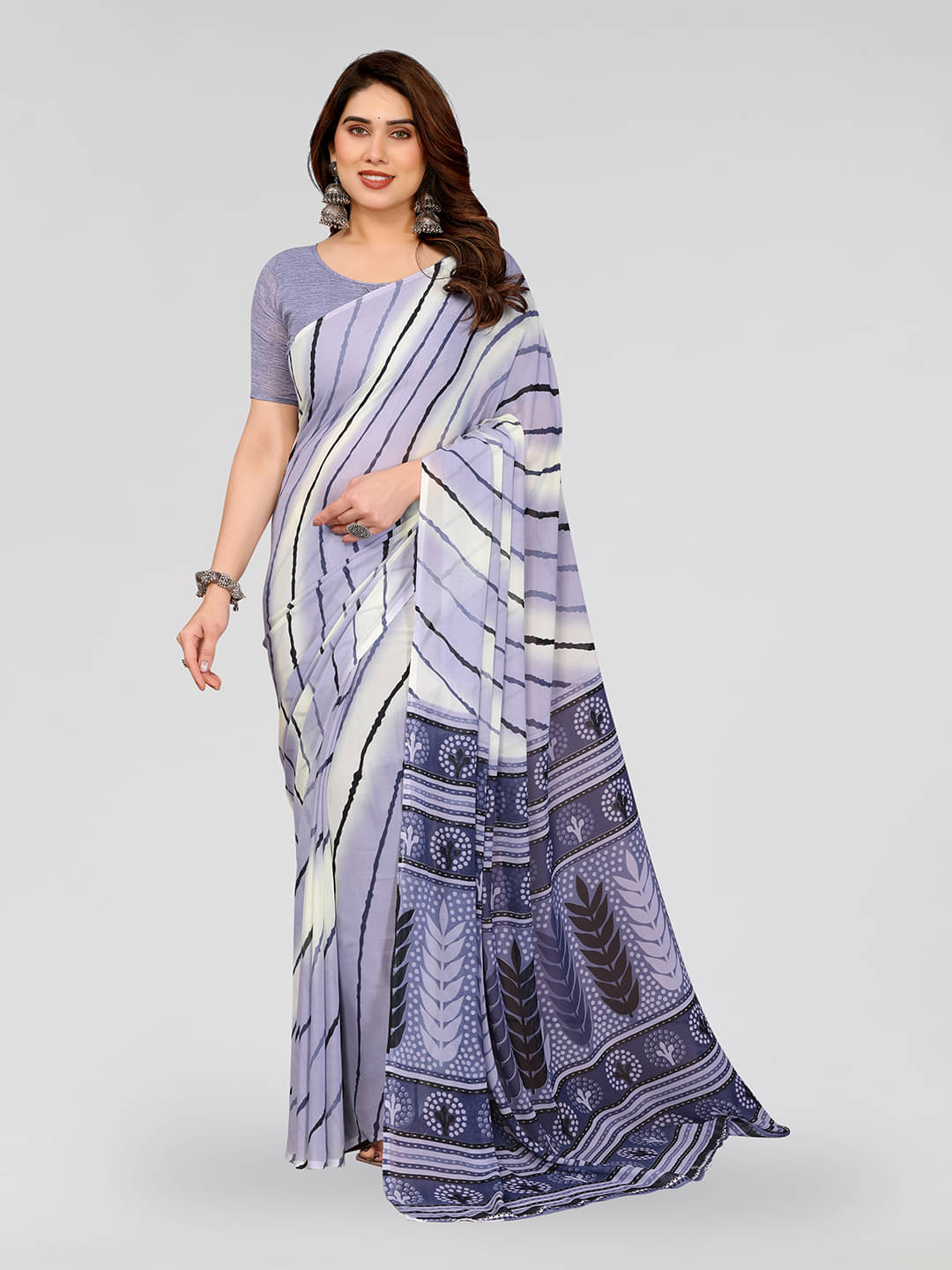 Kashvi Sarees Georgette Printed Kasavu Saree With Unstitched Blouse Piece ( GREY ) Kashvi Sarees Georgette Printed Kasavu Saree With Unstitched Blouse Piece ( GREY )