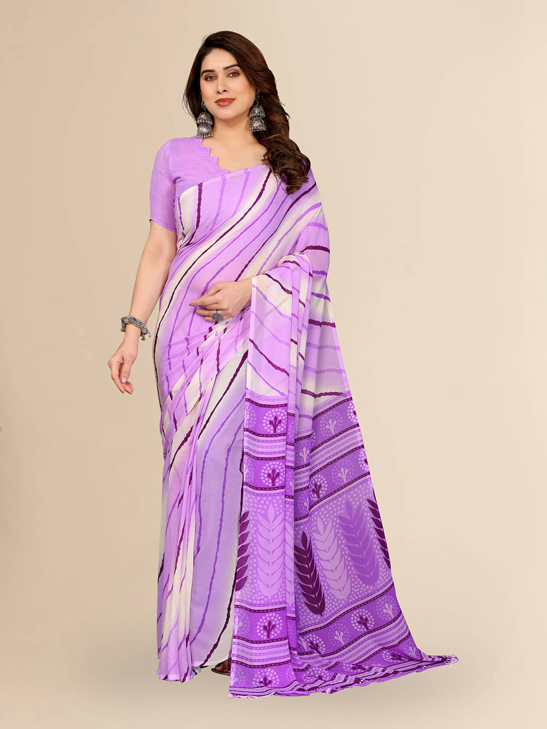 Kashvi Sarees Georgette Printed Kasavu Saree With Unstitched Blouse Piece ( PURPLE ) Kashvi Sarees Georgette Printed Kasavu Saree With Unstitched Blouse Piece ( PURPLE )