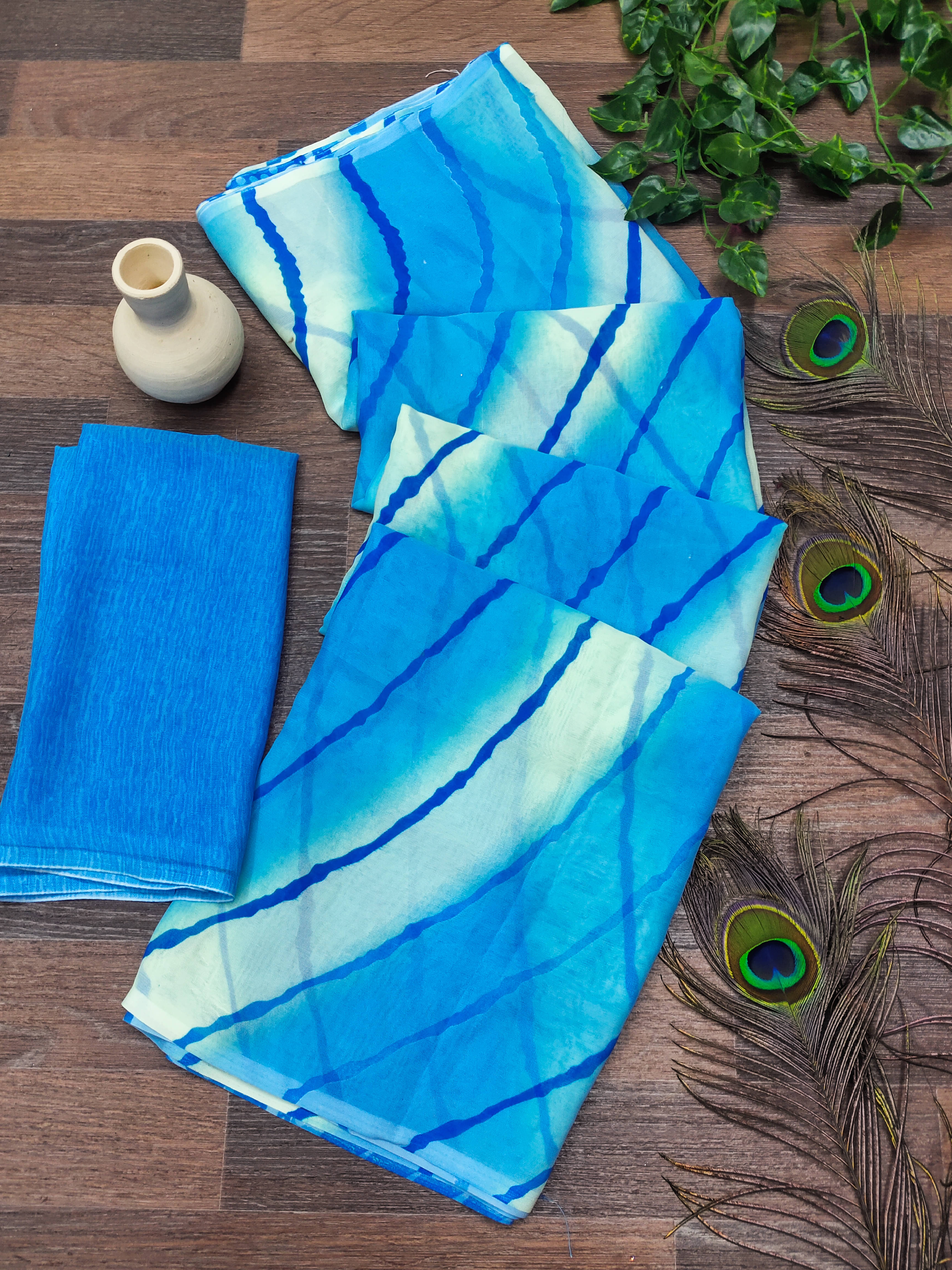     			Kashvi Sarees Georgette Printed Kasavu Saree With Unstitched Blouse Piece ( BLUE )