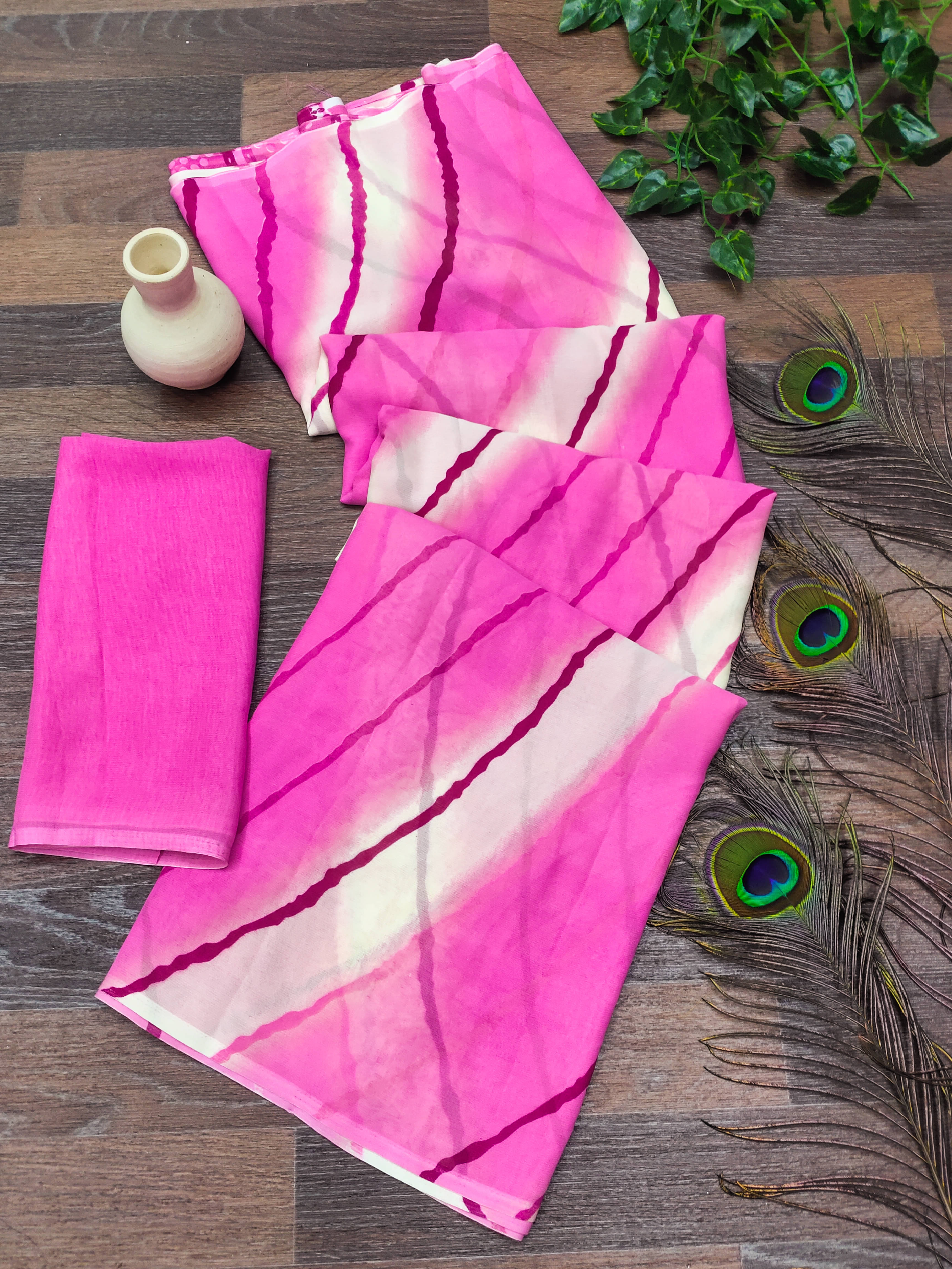     			Kashvi Sarees Georgette Printed Kasavu Saree With Unstitched Blouse Piece ( PINK )