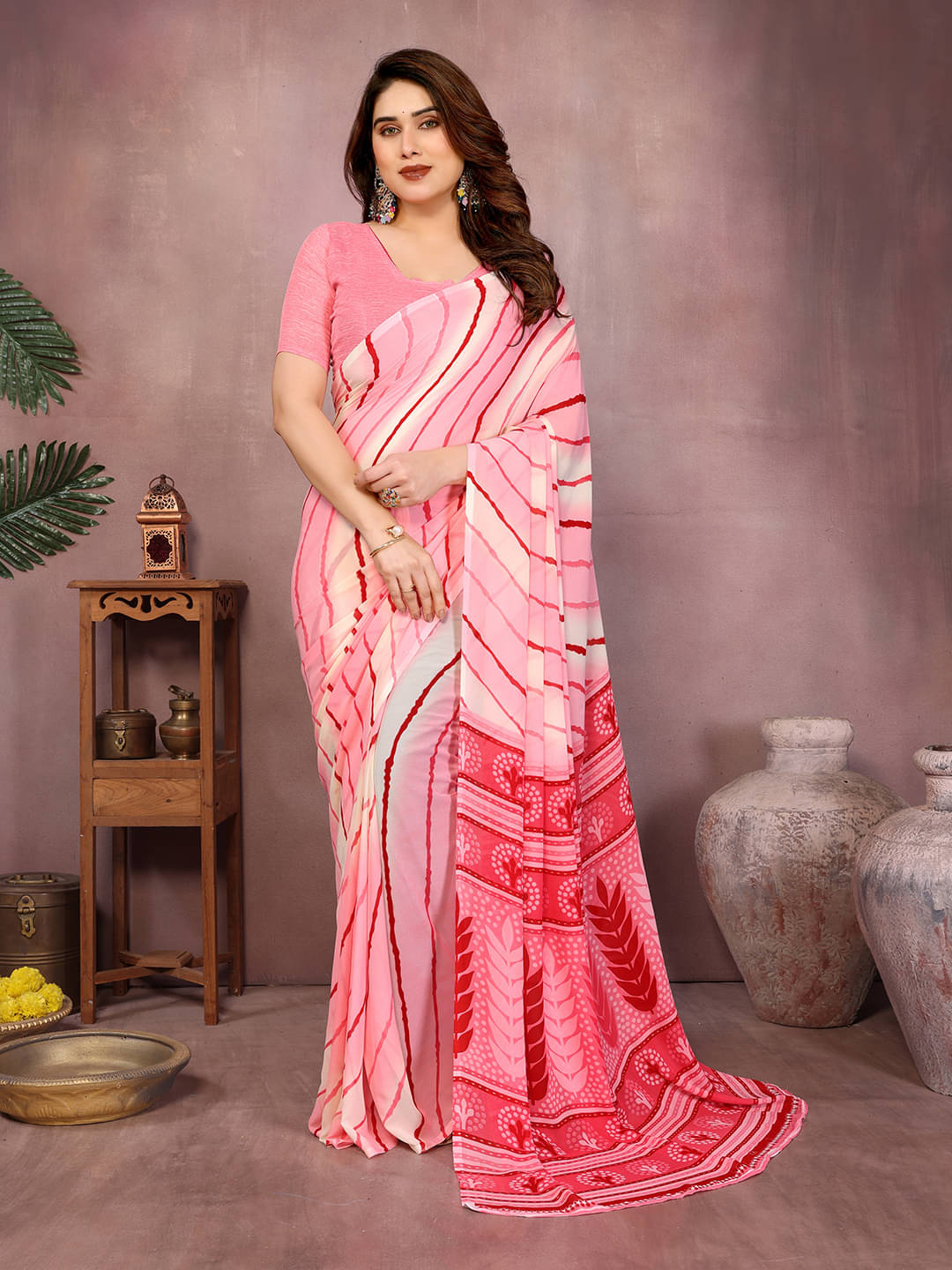     			Kashvi Sarees Georgette Printed Kasavu Saree With Unstitched Blouse Piece ( RED )