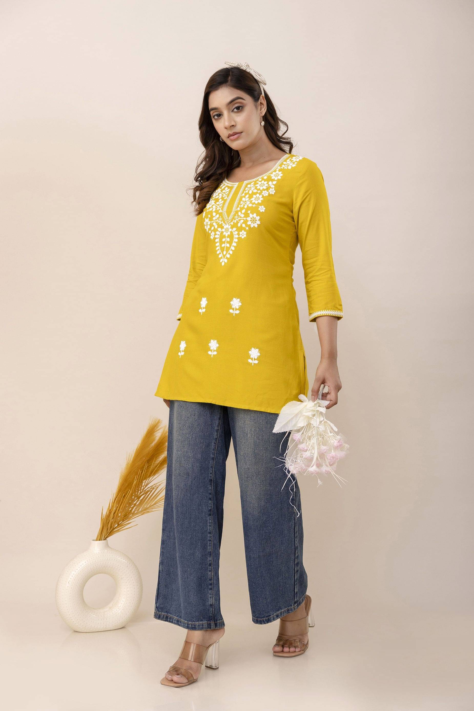 Kimayra Women's Viscose Rayon Regular Top ( Yellow ) Kimayra Women's Viscose Rayon Regular Top ( Yellow )