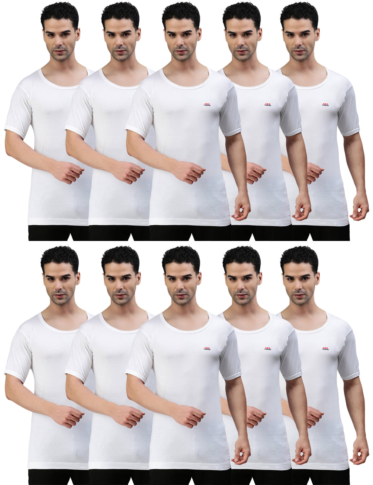    			LUX PARKER Pack of 10 Cotton Basic Vest For Men ( White )
