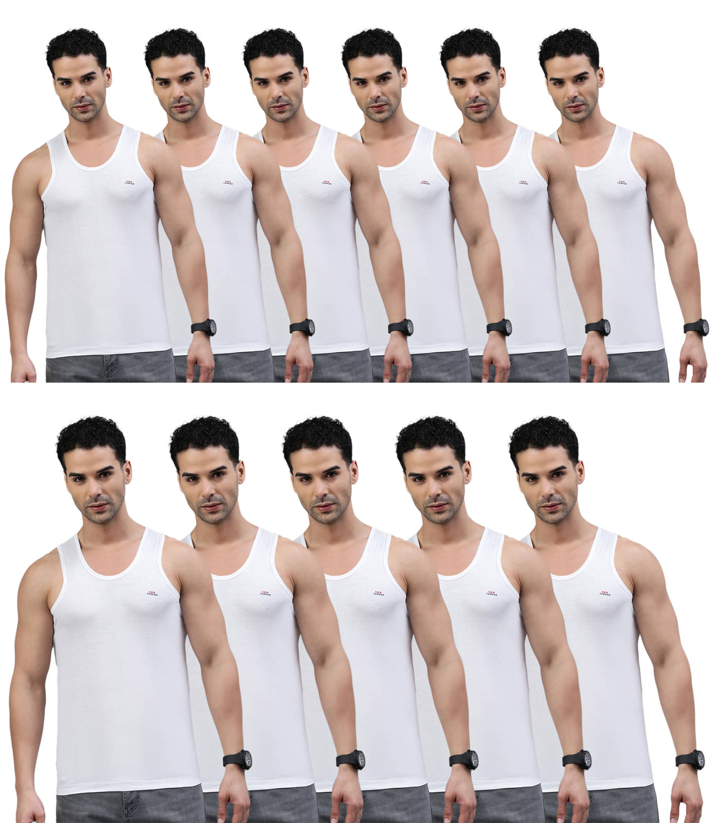 LUX PARKER Pack of 11 Cotton Basic Vest For Men ( White ) LUX PARKER Pack of 11 Cotton Basic Vest For Men ( White )
