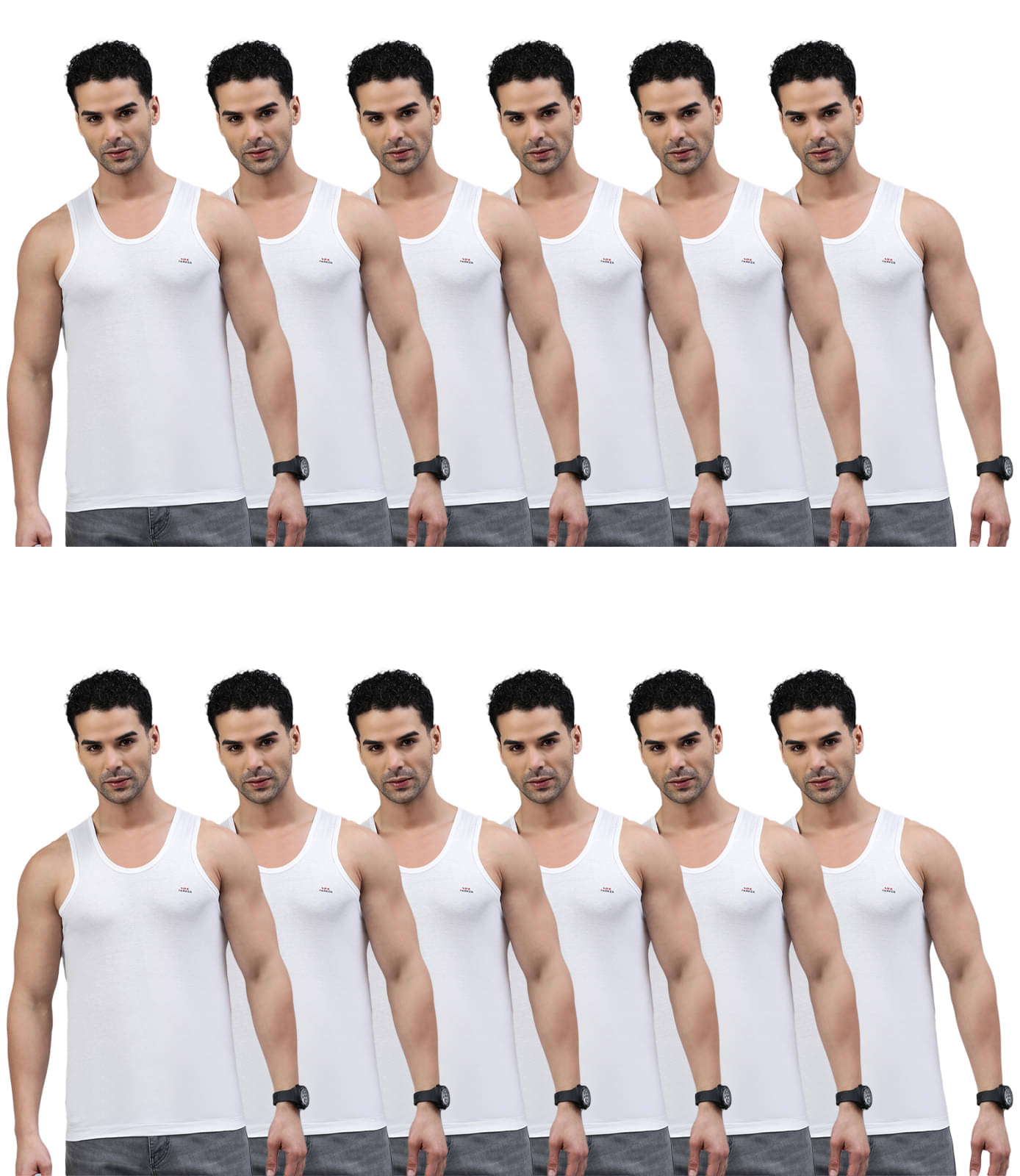 LUX PARKER Pack of 12 Cotton Basic Vest For Men ( White ) LUX PARKER Pack of 12 Cotton Basic Vest For Men ( White )