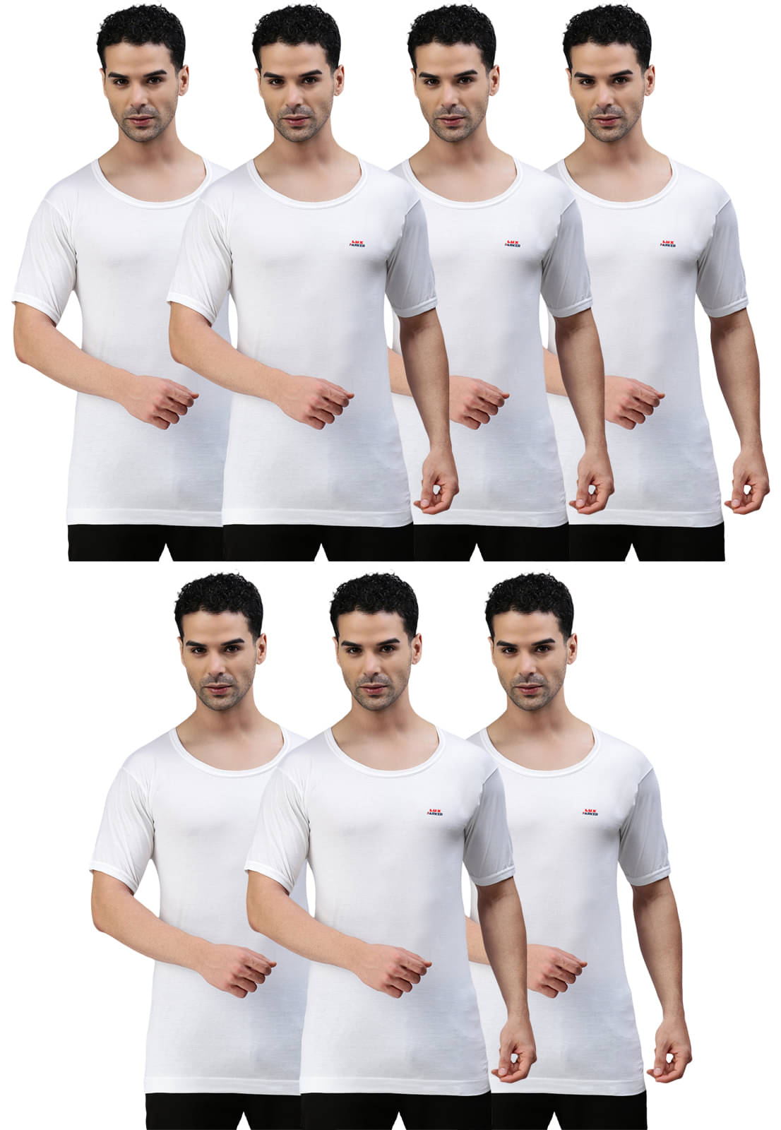 LUX PARKER Pack of 7 Cotton Basic Vest For Men ( White ) LUX PARKER Pack of 7 Cotton Basic Vest For Men ( White )