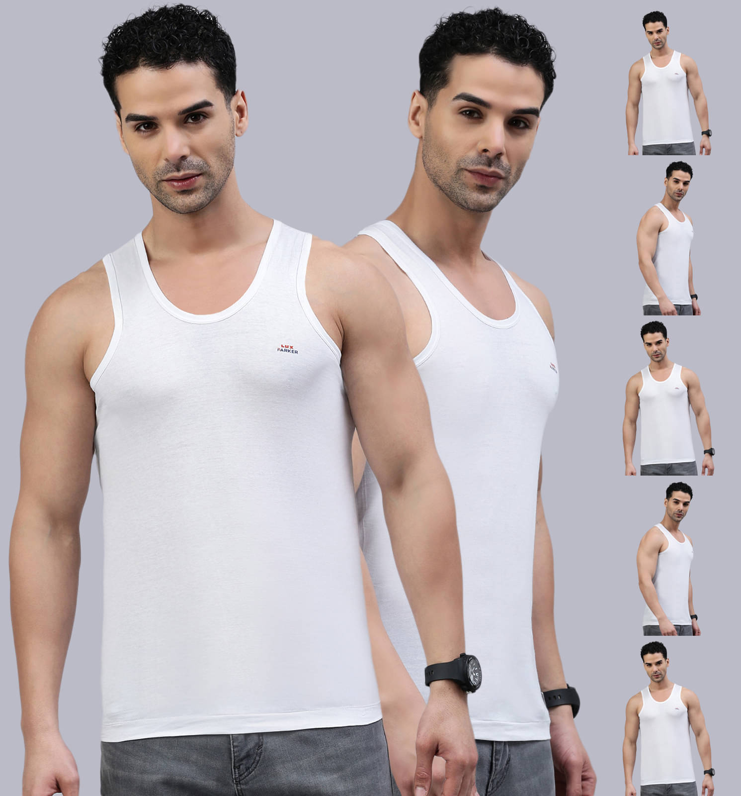    			LUX PARKER Pack of 7 Cotton Basic Vest For Men ( White )