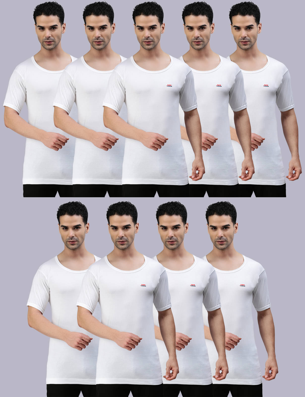 LUX PARKER Pack of 9 Cotton Basic Vest For Men ( White ) LUX PARKER Pack of 9 Cotton Basic Vest For Men ( White )