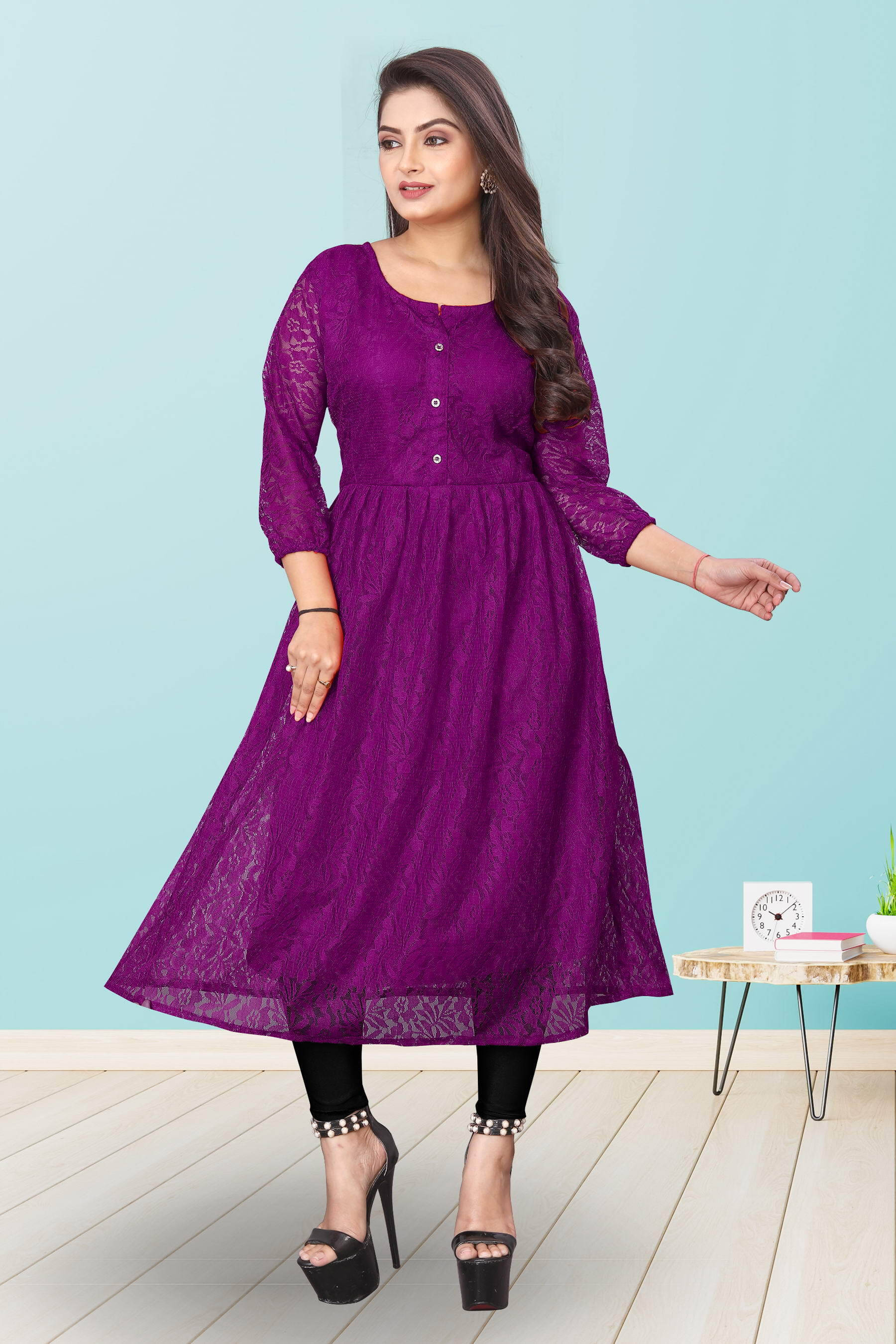     			Lakshya Fashion Women Net Printed Anarkali Kurti ( Purple )