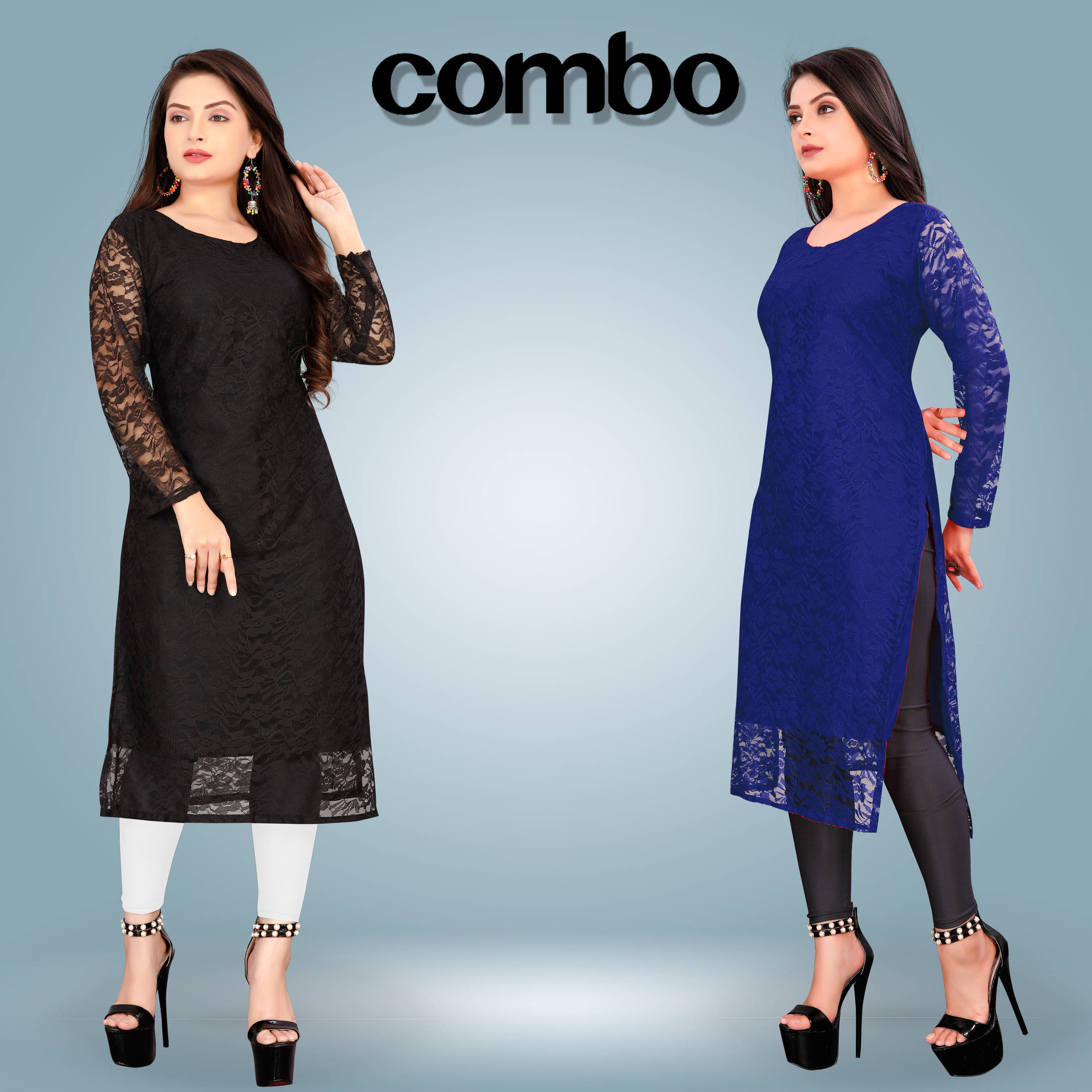     			Lakshya Fashion Women Net Printed Straight Kurti ( Multicolor )