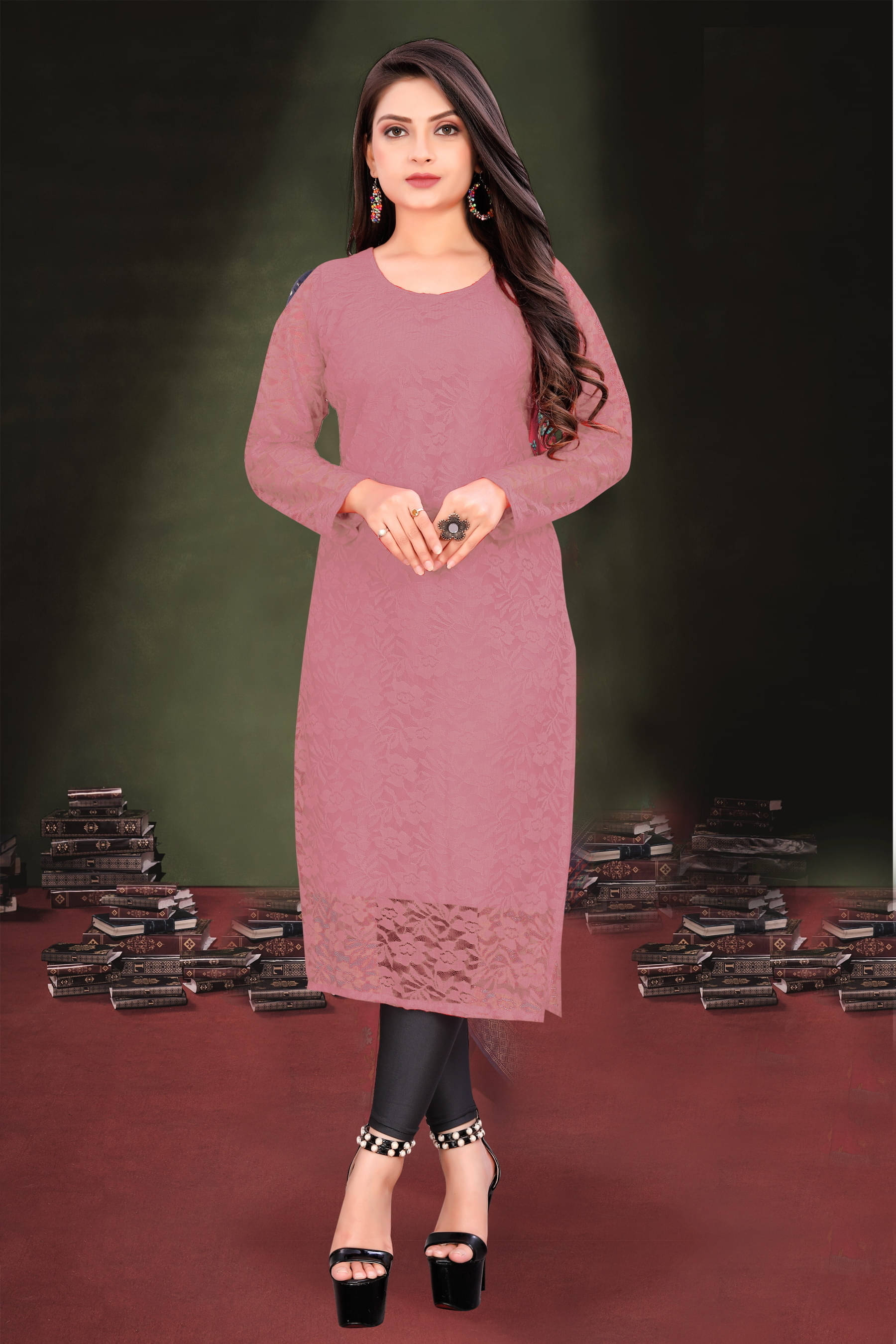 Lakshya Fashion Women Net Printed A-line Kurti ( Multicolor ) Lakshya Fashion Women Net Printed A-line Kurti ( Multicolor )