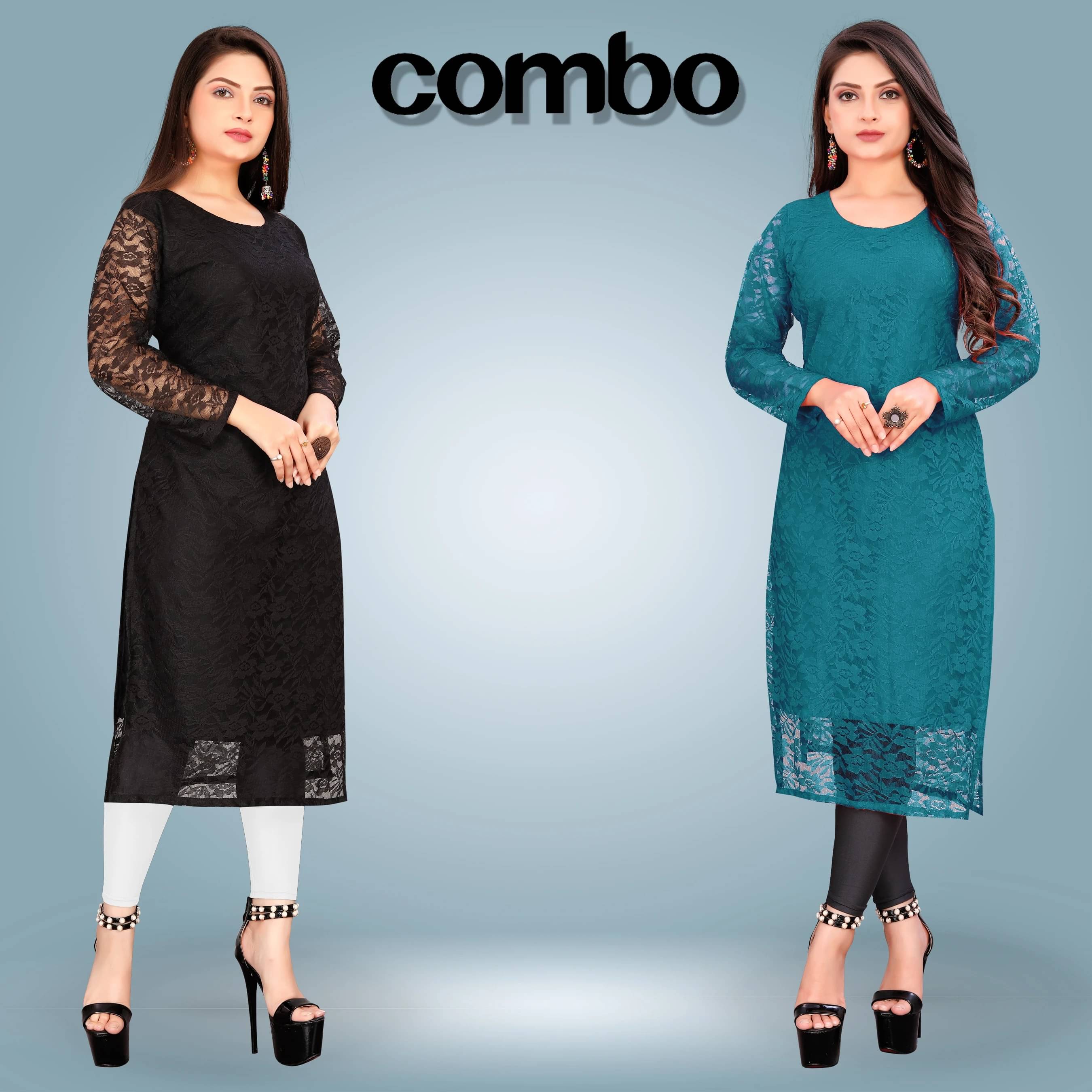     			Lakshya Fashion Women Net Printed Straight Kurti ( Multicolor )