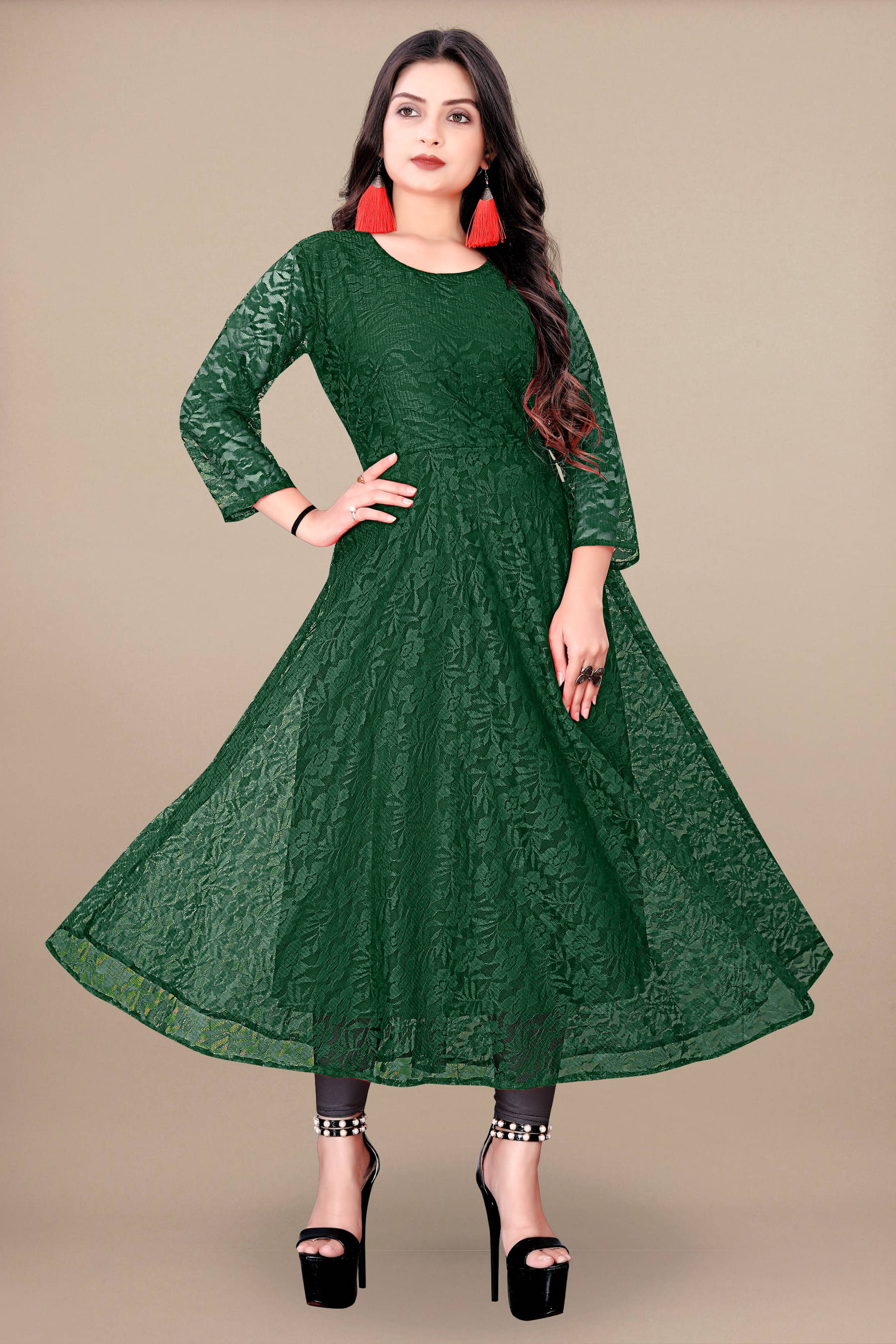     			Lakshya Fashion Women Net Printed Anarkali Kurti ( Dark Green )
