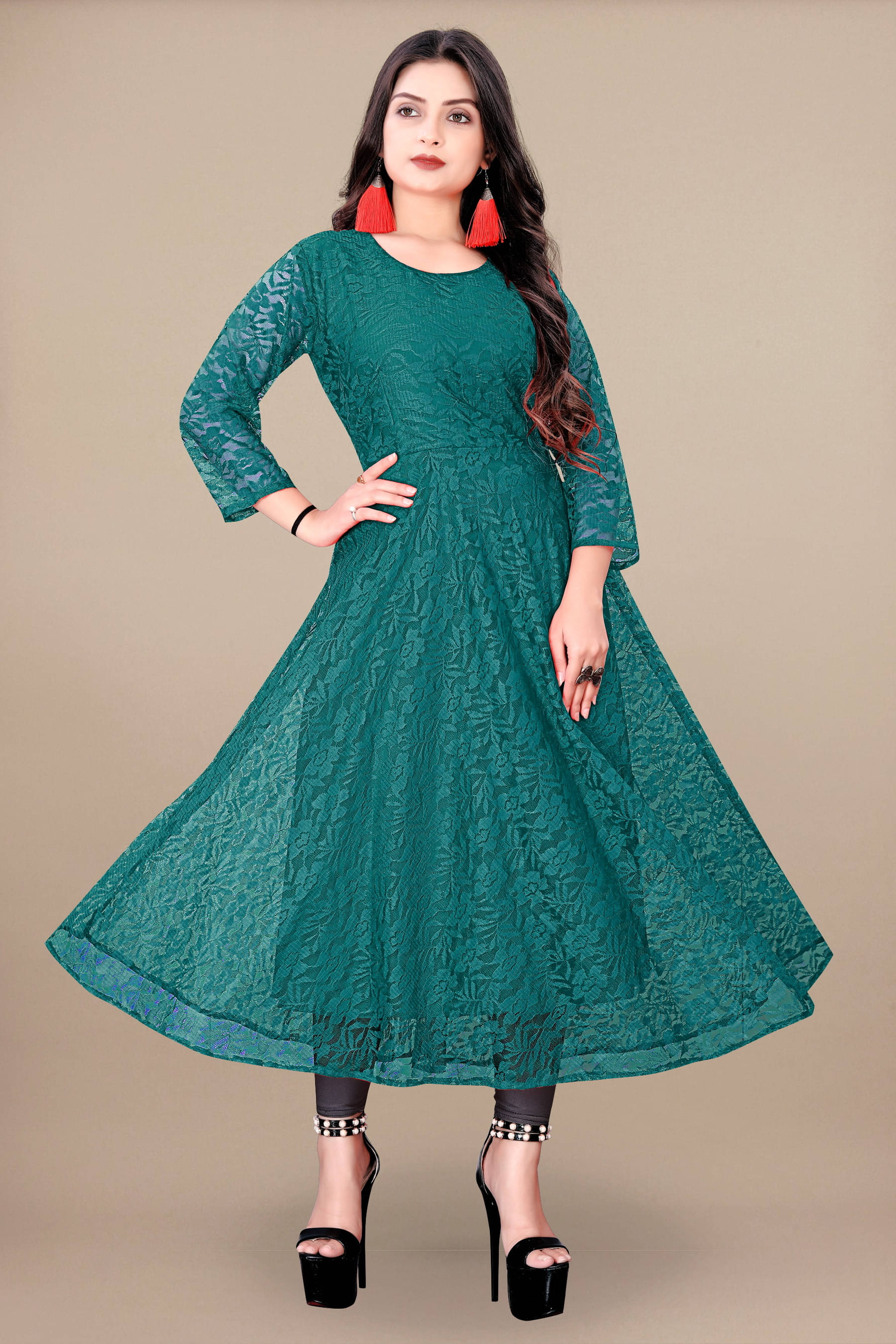     			Lakshya Fashion Women Net Printed Anarkali Kurti ( Dark Green )