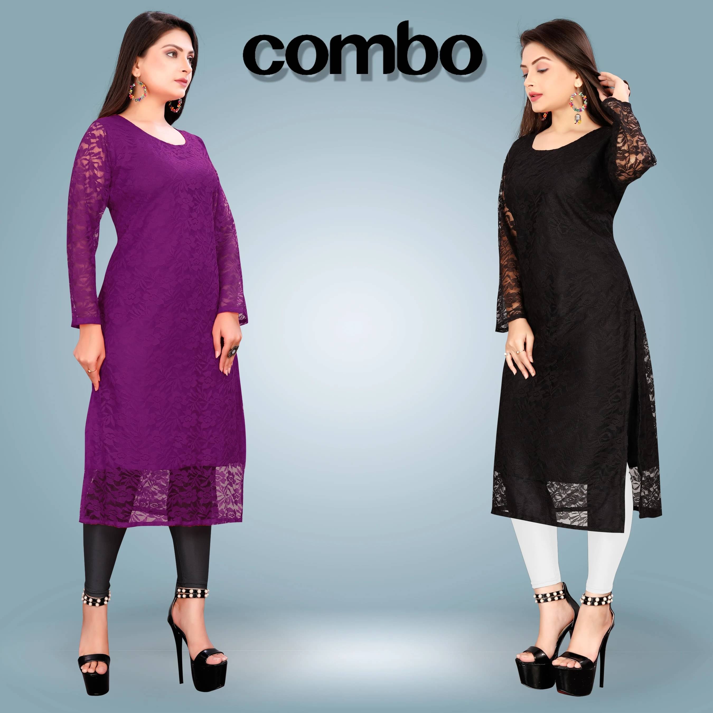     			Lakshya Fashion Women Net Printed Straight Kurti ( Multicolor )