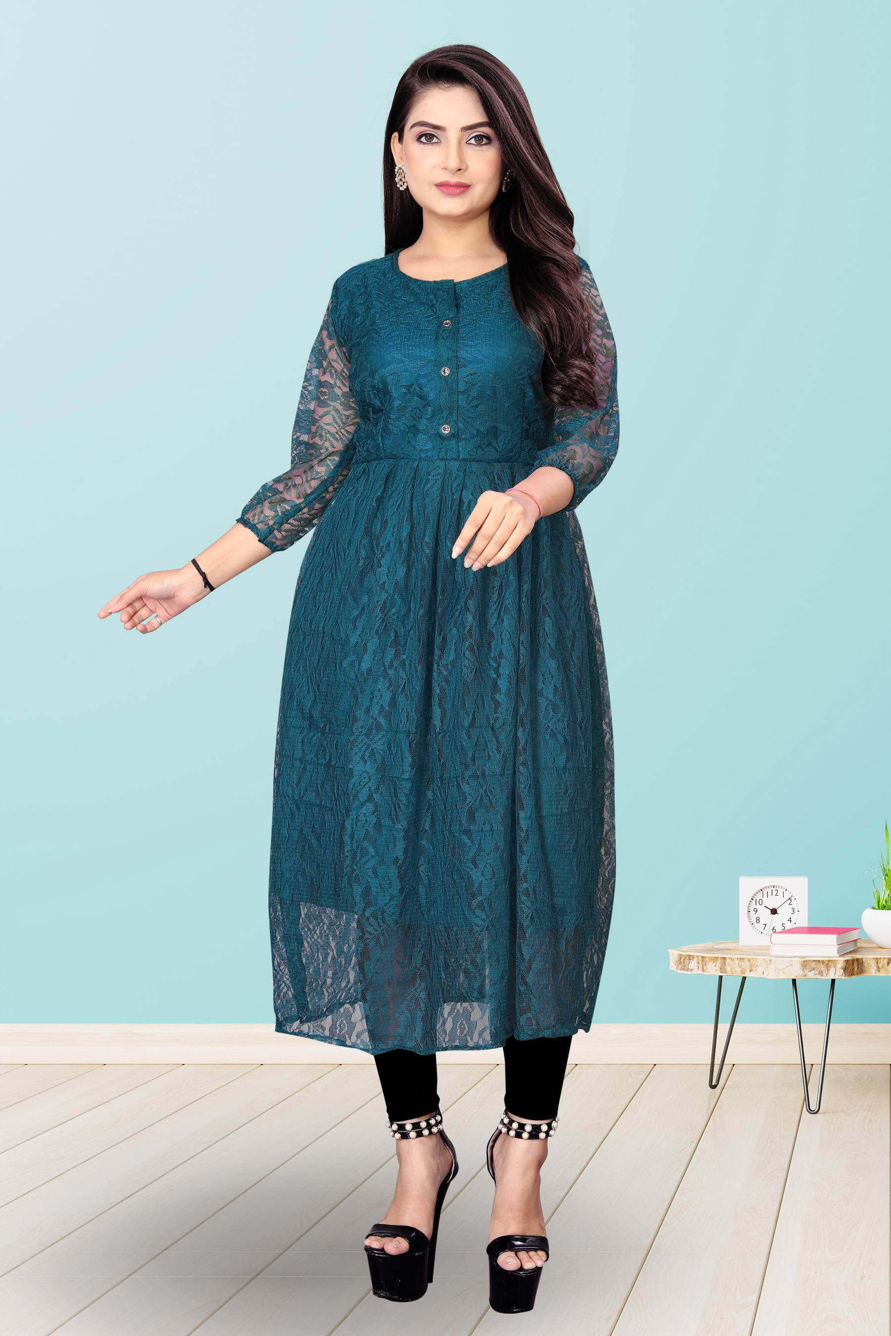    			Lakshya Fashion Women Net Printed Anarkali Kurti ( Light Blue )