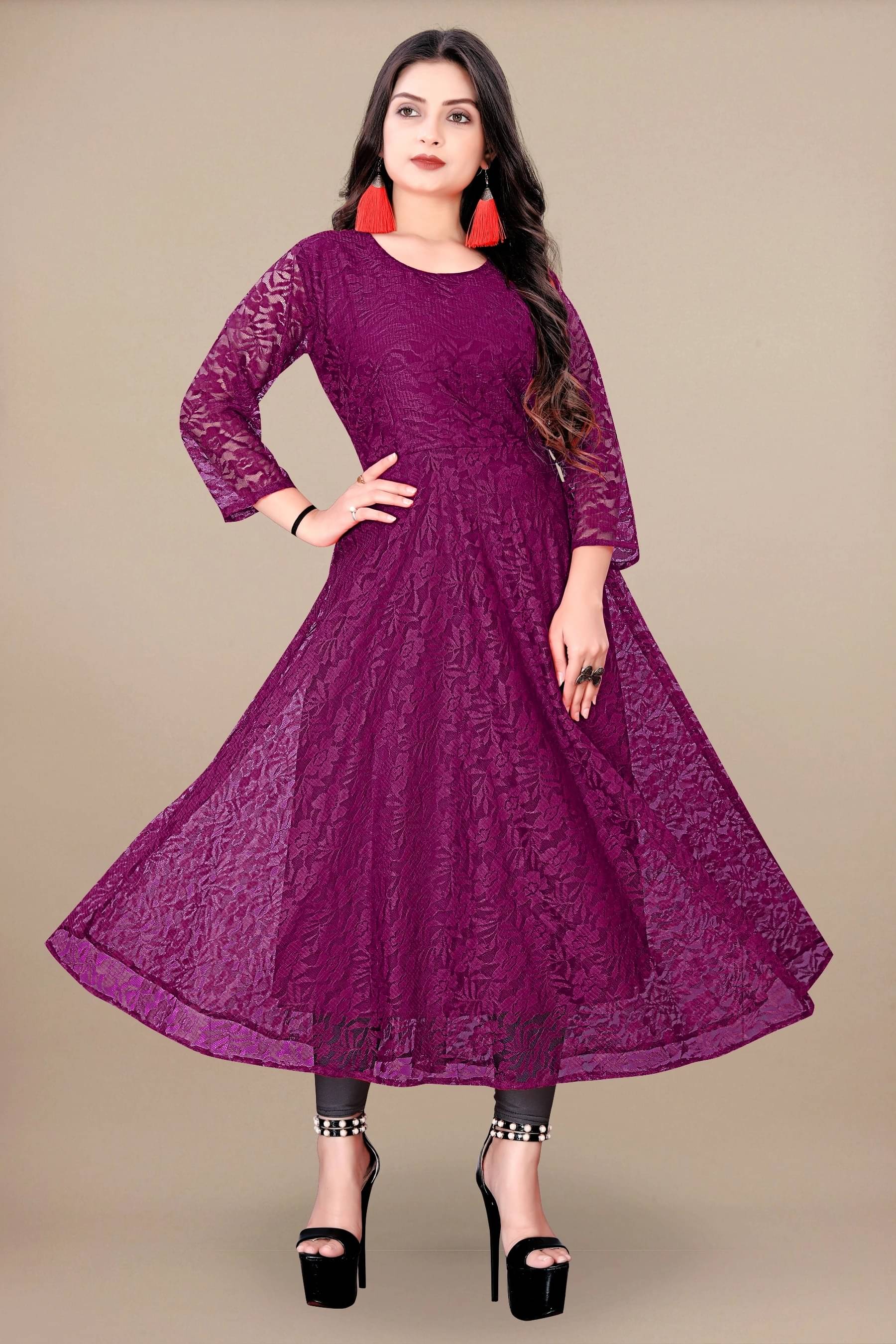     			Lakshya Fashion Women Net Printed Anarkali Kurti ( Purple )