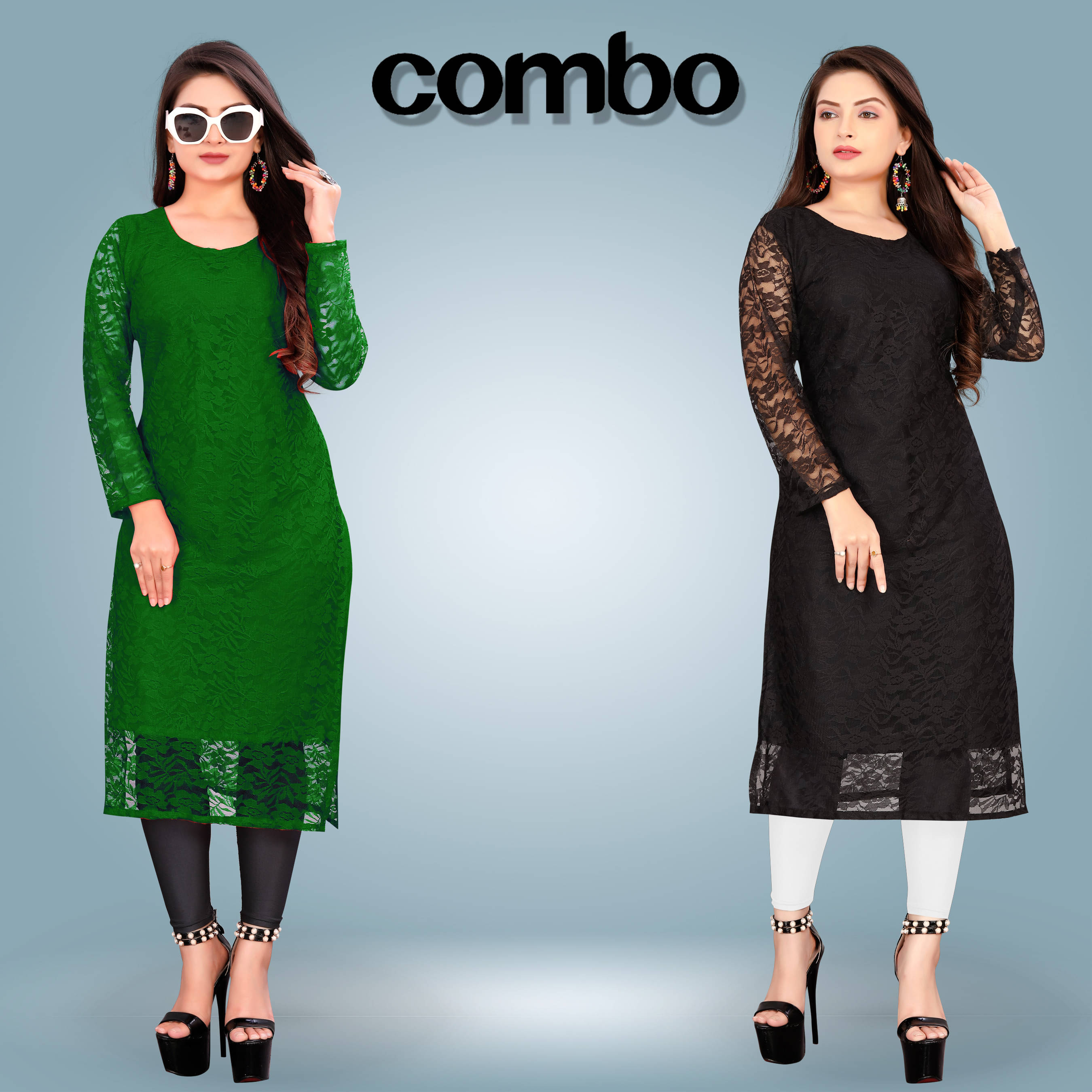     			Lakshya Fashion Women Net Printed Straight Kurti ( Multicolor )