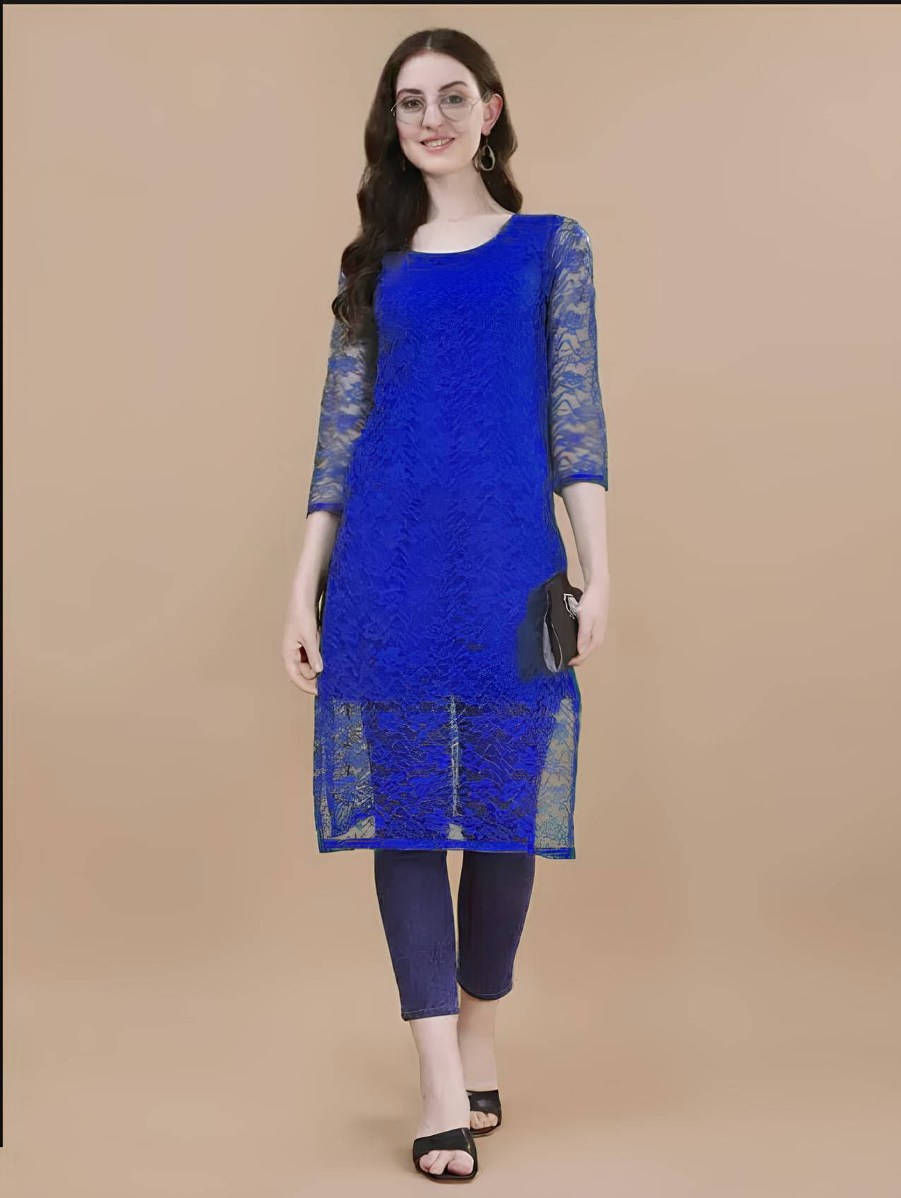     			Lakshya Fashion Women Net Printed Straight Kurti ( Blue )