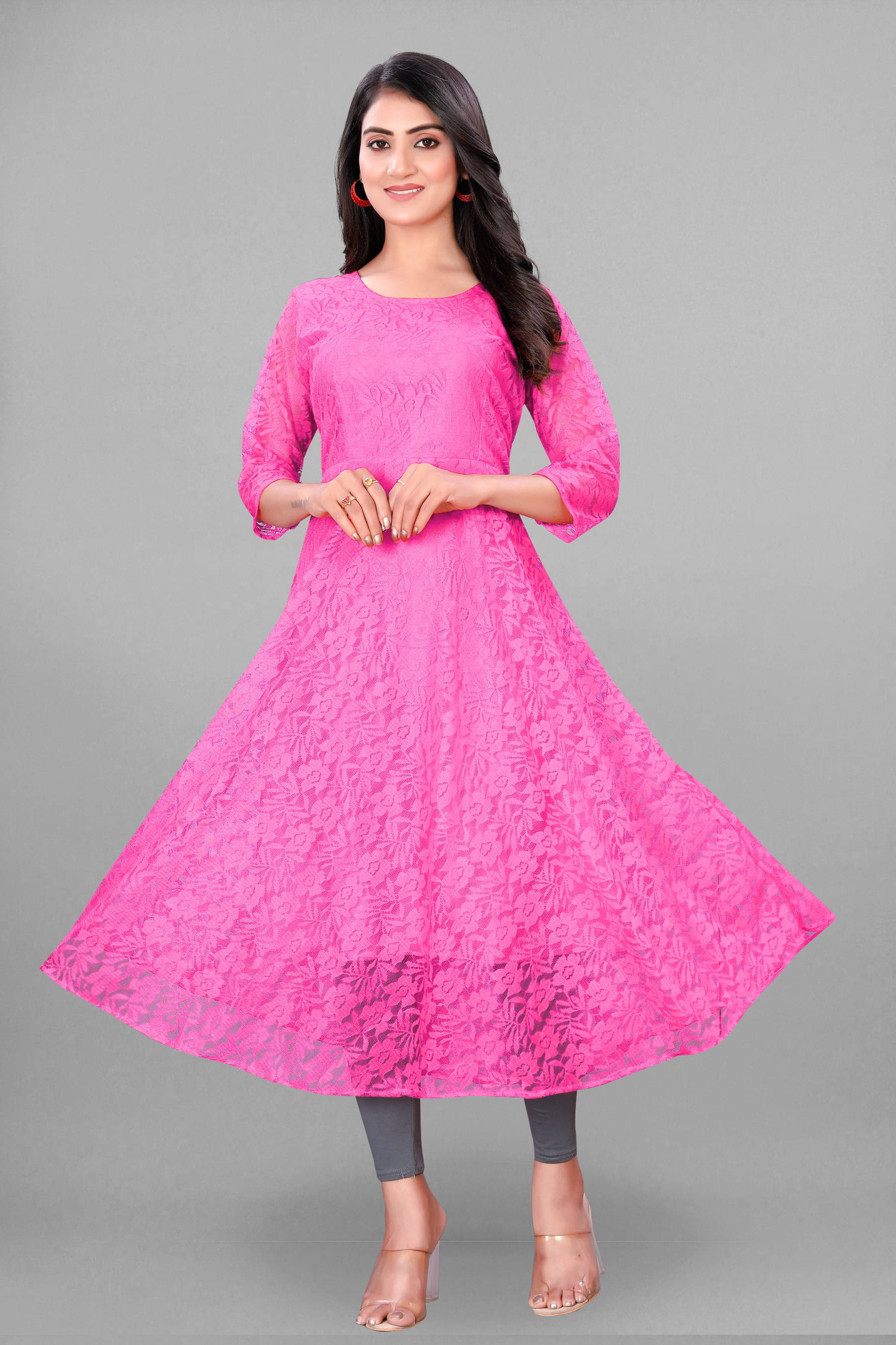     			Lakshya Fashion Women Net Printed Anarkali Kurti ( Pink )