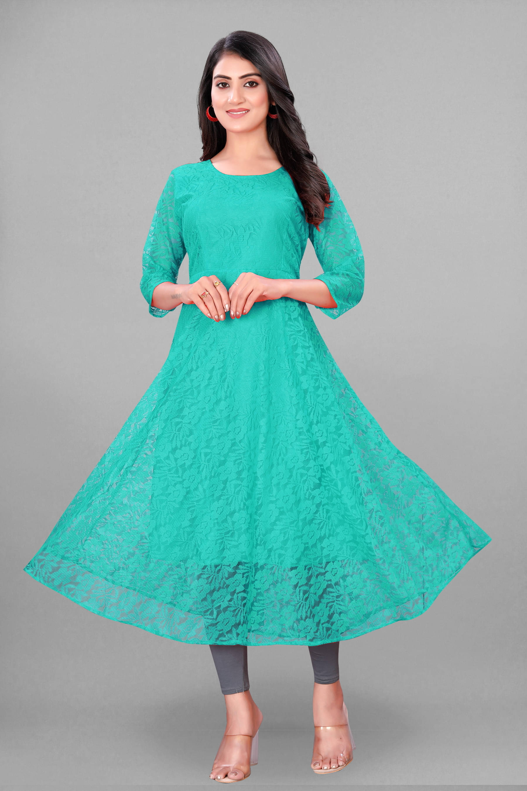     			Lakshya Fashion Women Net Printed Anarkali Kurti ( Light Blue )