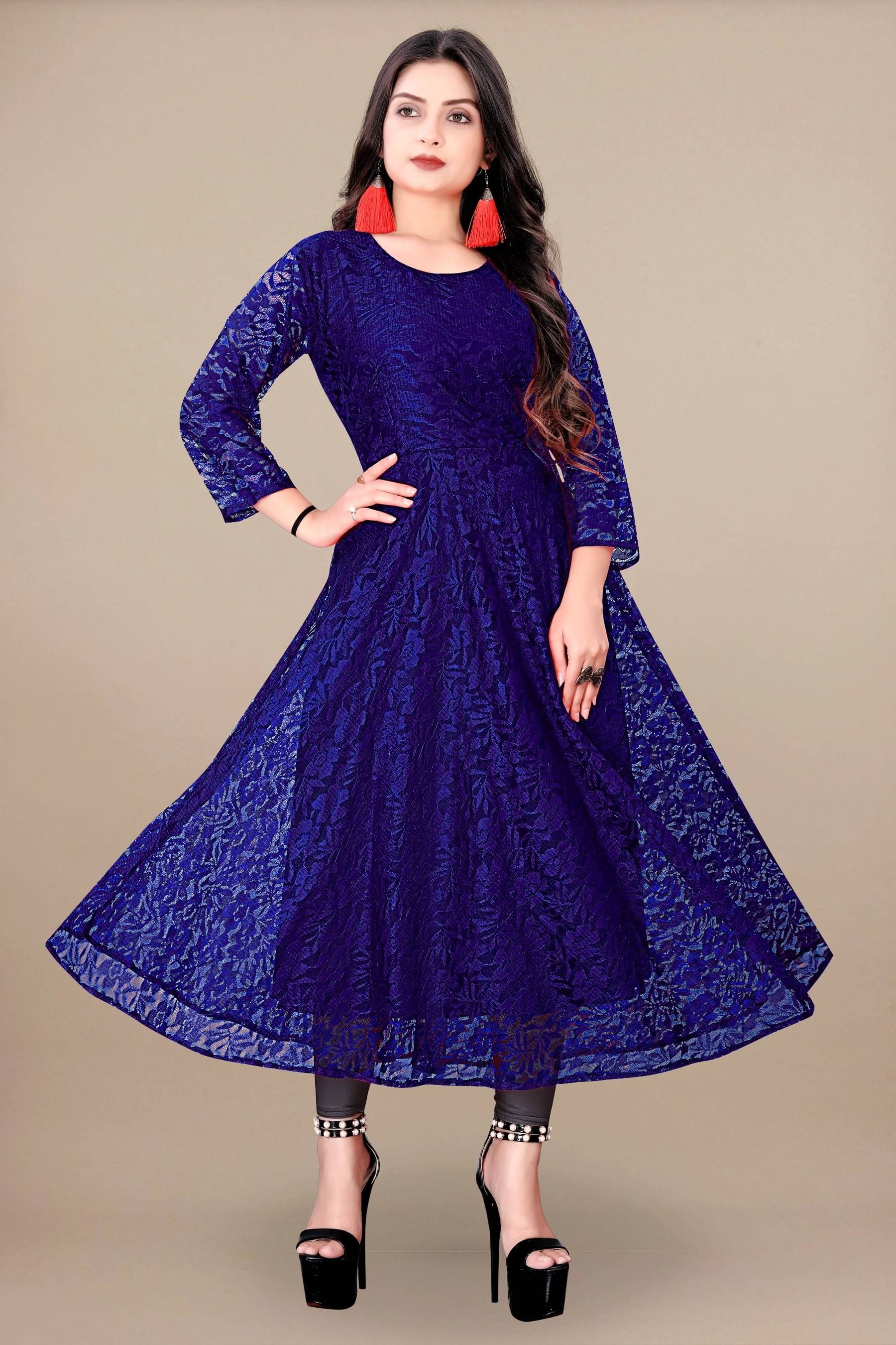     			Lakshya Fashion Women Net Printed Anarkali Kurti ( Dark Blue )