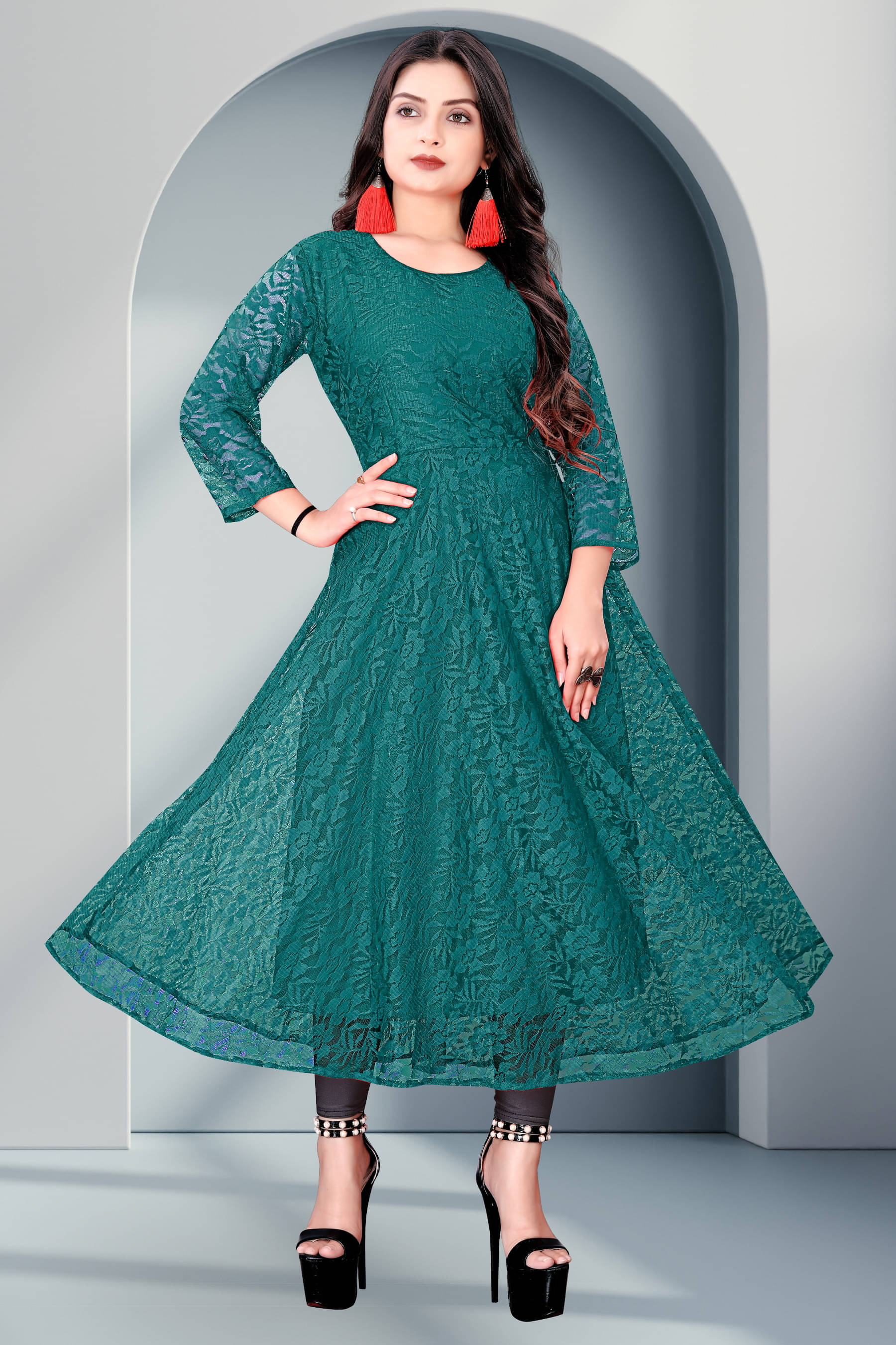     			Lakshya Fashion Women Net Self Design Anarkali Kurti ( Light Blue )