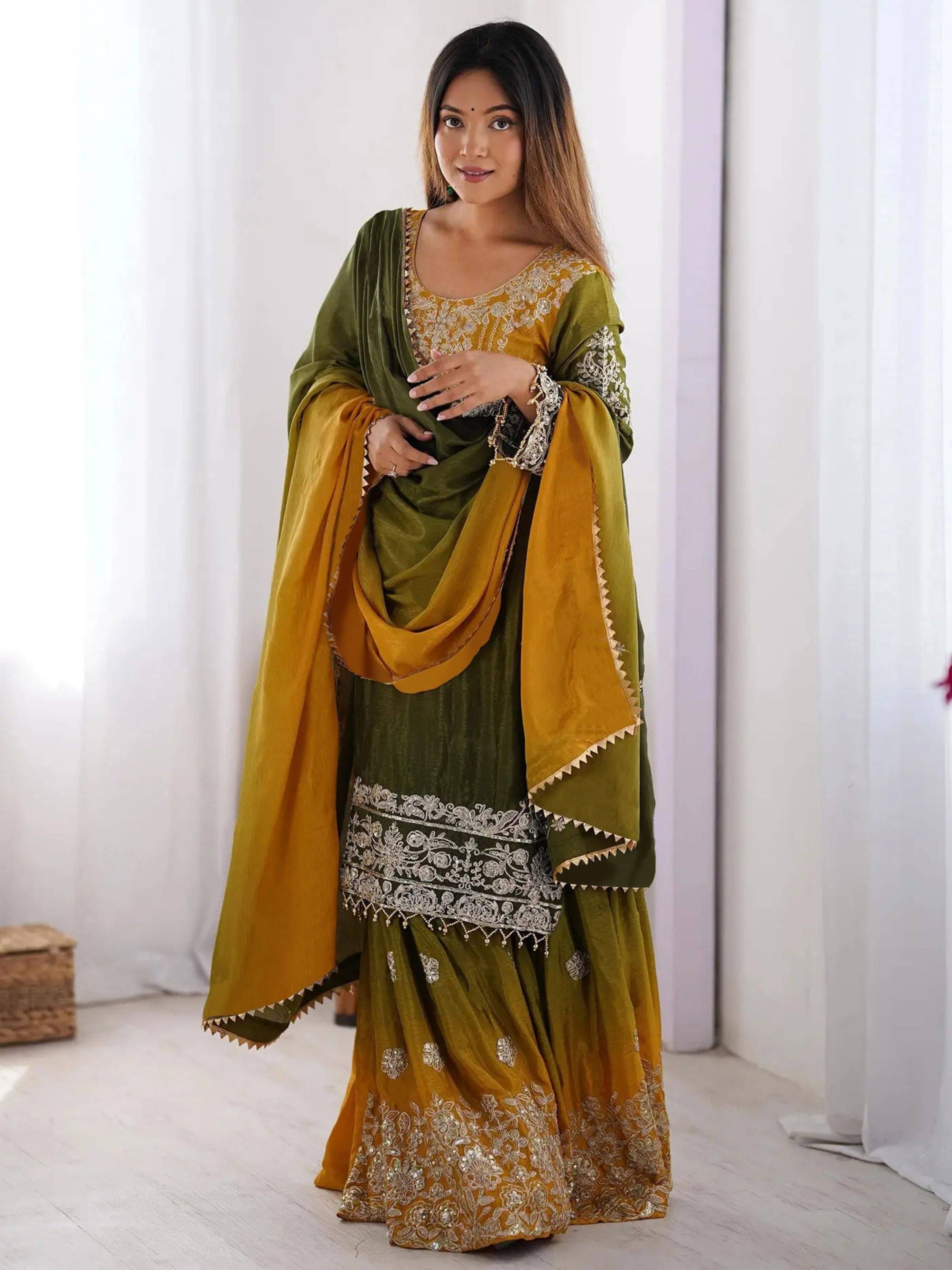     			Niza Fashion Women Silk Embroidered Straight Kurti With Pants ( Green )