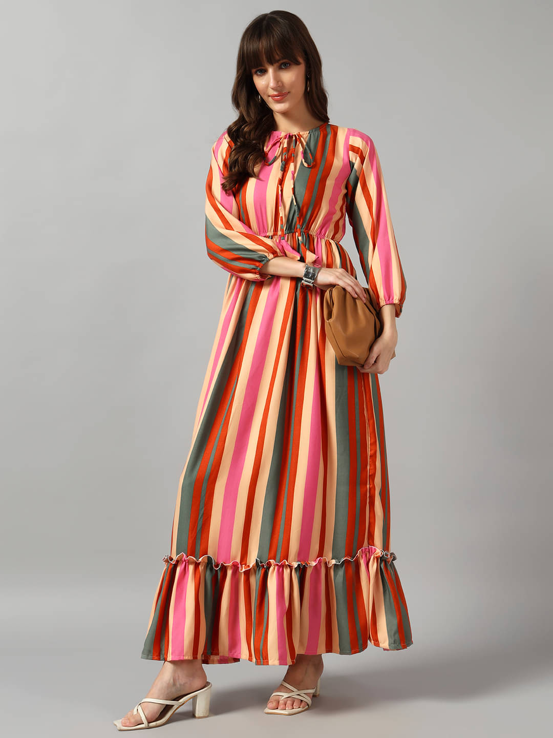    			RAIYANI FASHION Women Crepe Printed Fit & Flare Dress ( Multi Color )