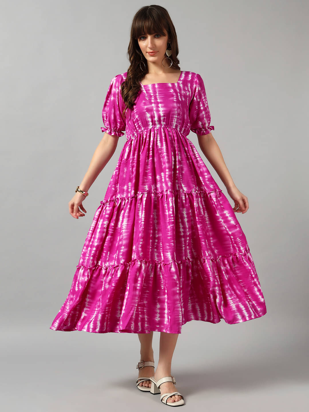 RAIYANI FASHION Women Crepe Printed Fit & Flare Dress ( Lavender ) RAIYANI FASHION Women Crepe Printed Fit & Flare Dress ( Lavender )