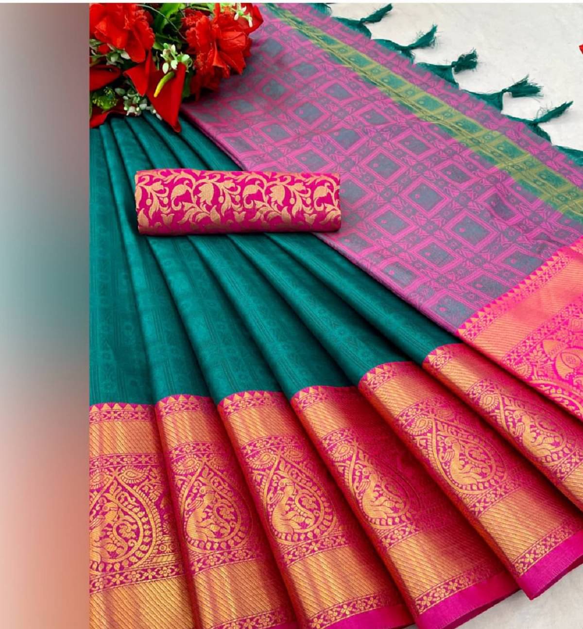 SATVASHIV Art Silk Woven Regular Saree With Unstitched Blouse Piece ( Rama ) SATVASHIV Art Silk Woven Regular Saree With Unstitched Blouse Piece ( Rama )
