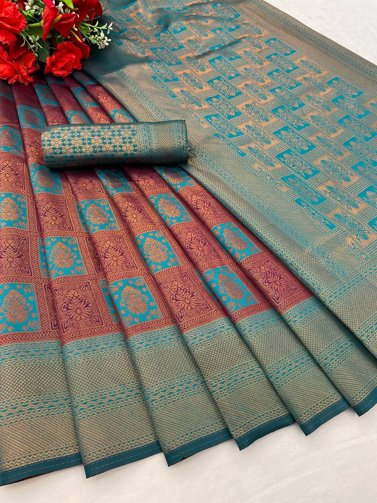    			SATVASHIV Silk Self Design Regular Saree With Unstitched Blouse Piece ( Sky Blue )