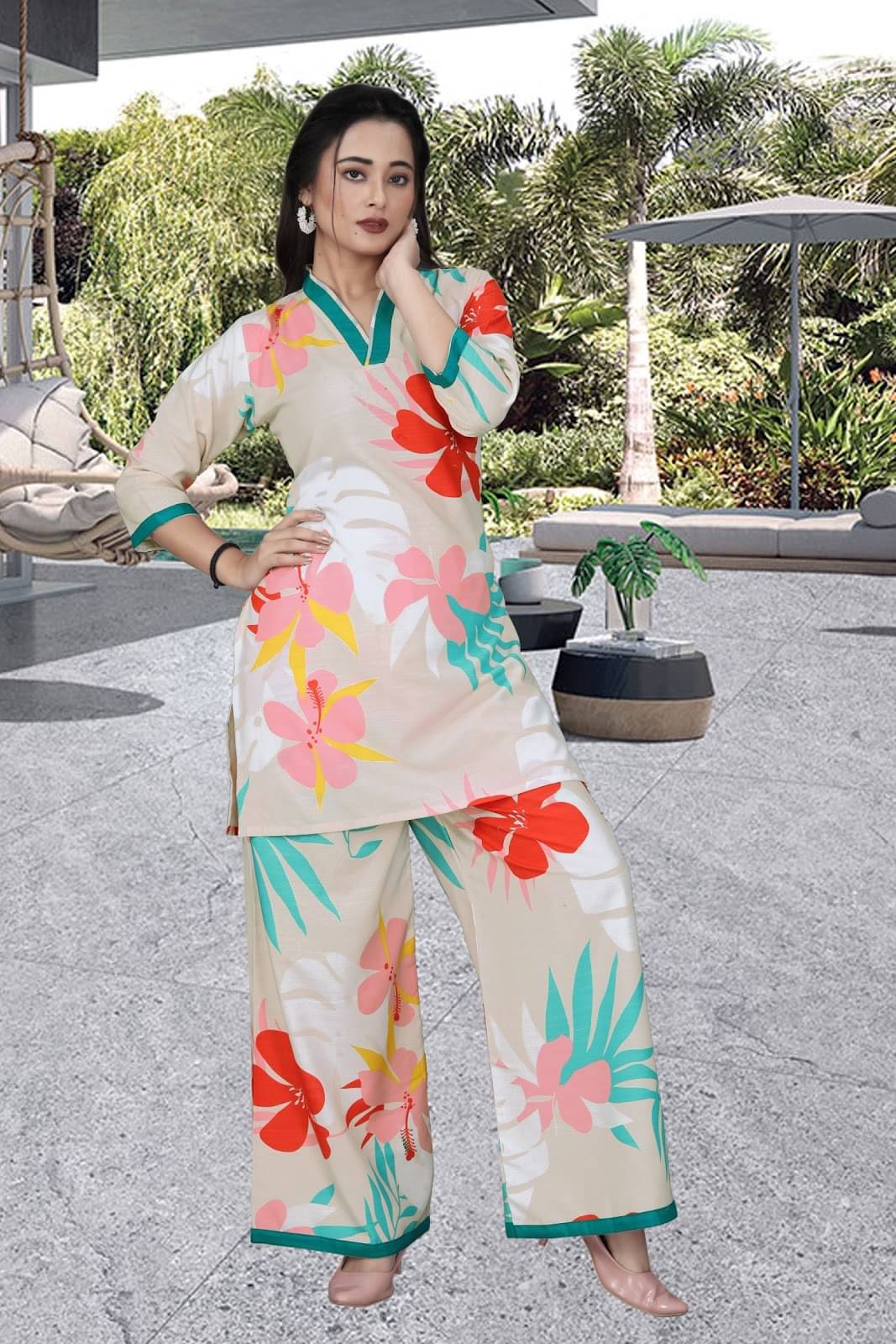     			TUHIRAJ Women Top With Palazzos Co-Ord Set ( Multicolor 1 )