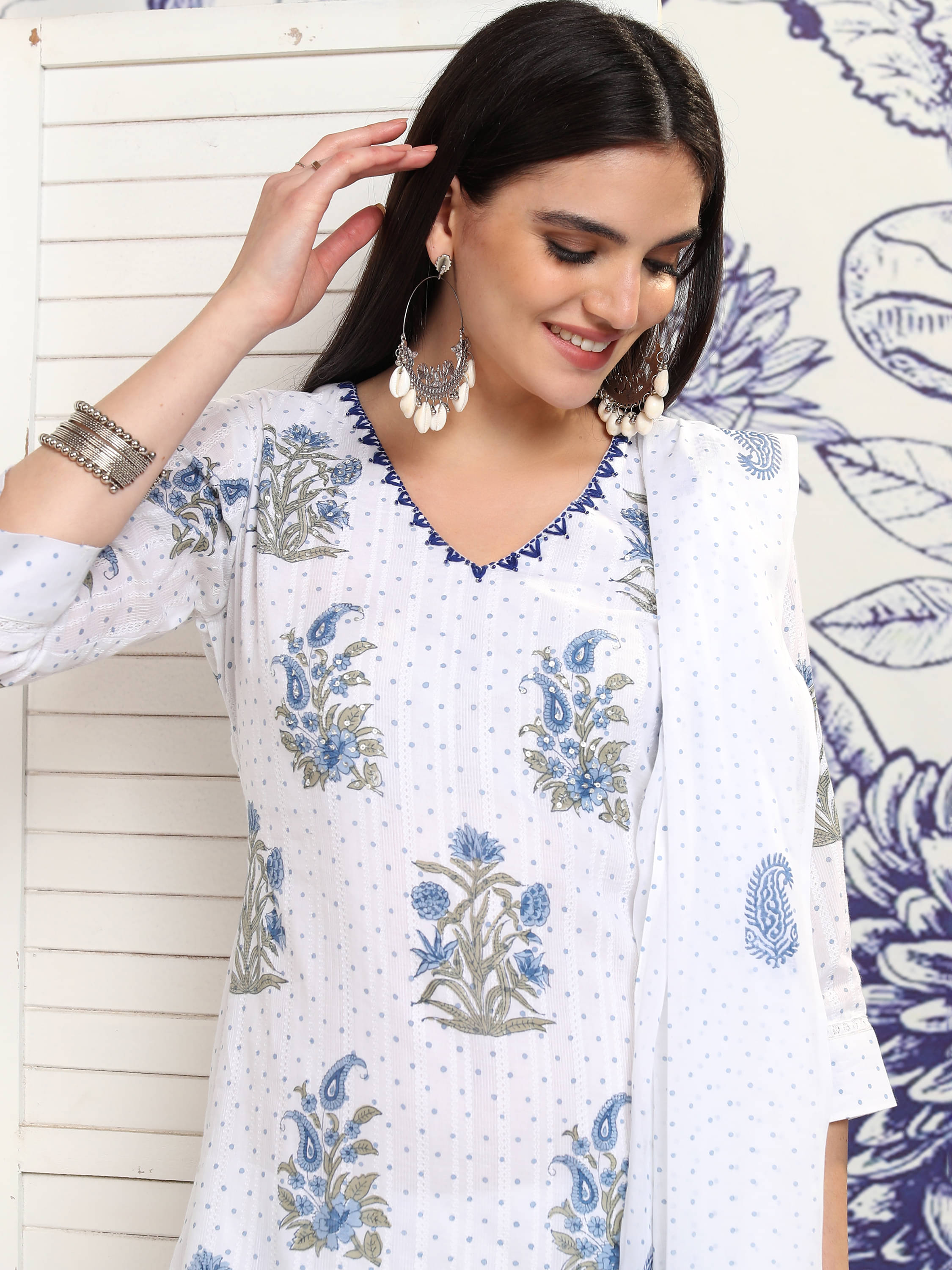 Vishudh Women Cotton Printed Straight Kurti With Pants ( Multicolor )     			Vishudh Women Cotton Printed Straight Kurti With Pants ( Multicolor )