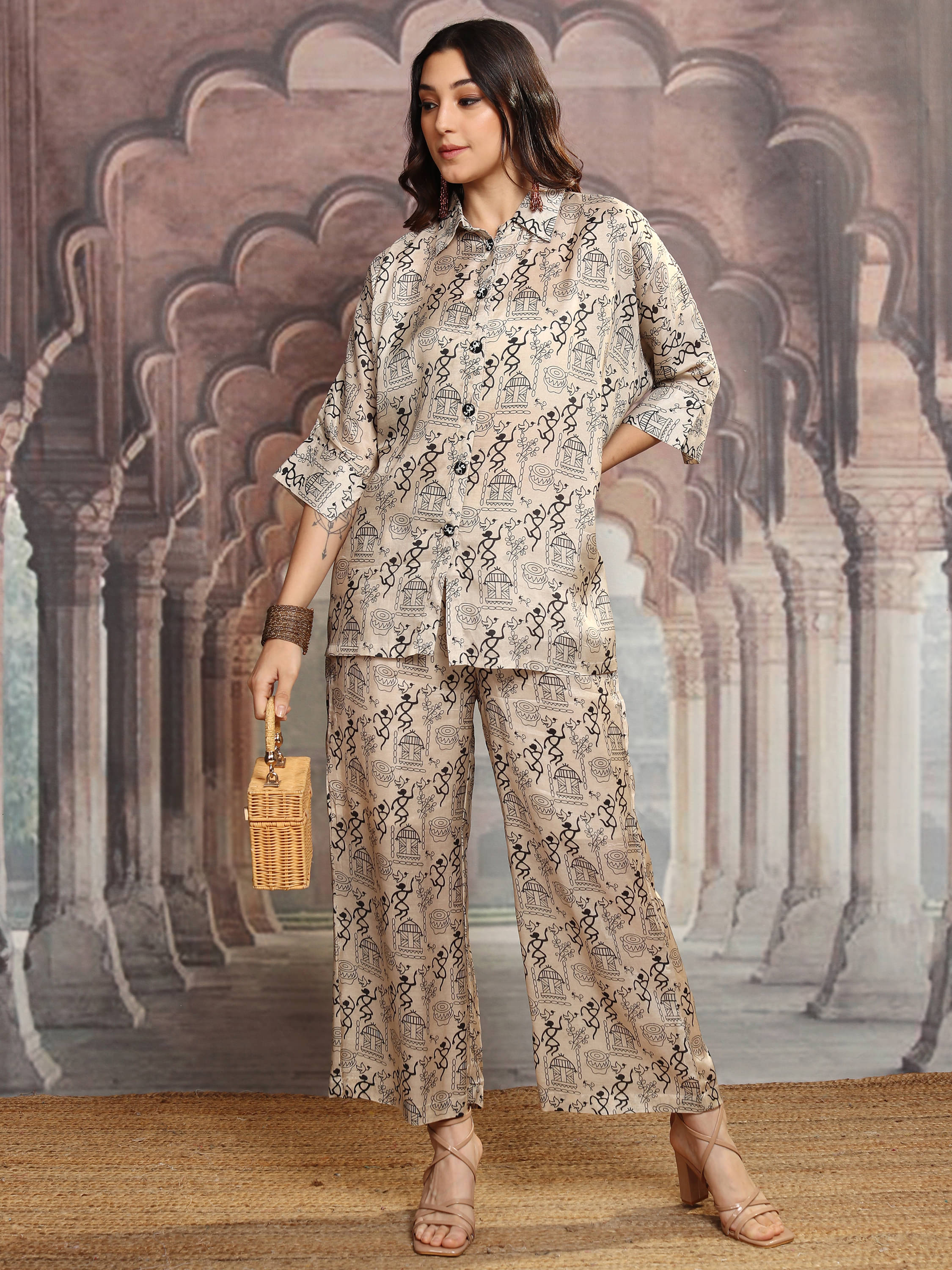     			Vishudh Women Top With Trousers Co-Ord Set ( Beige )