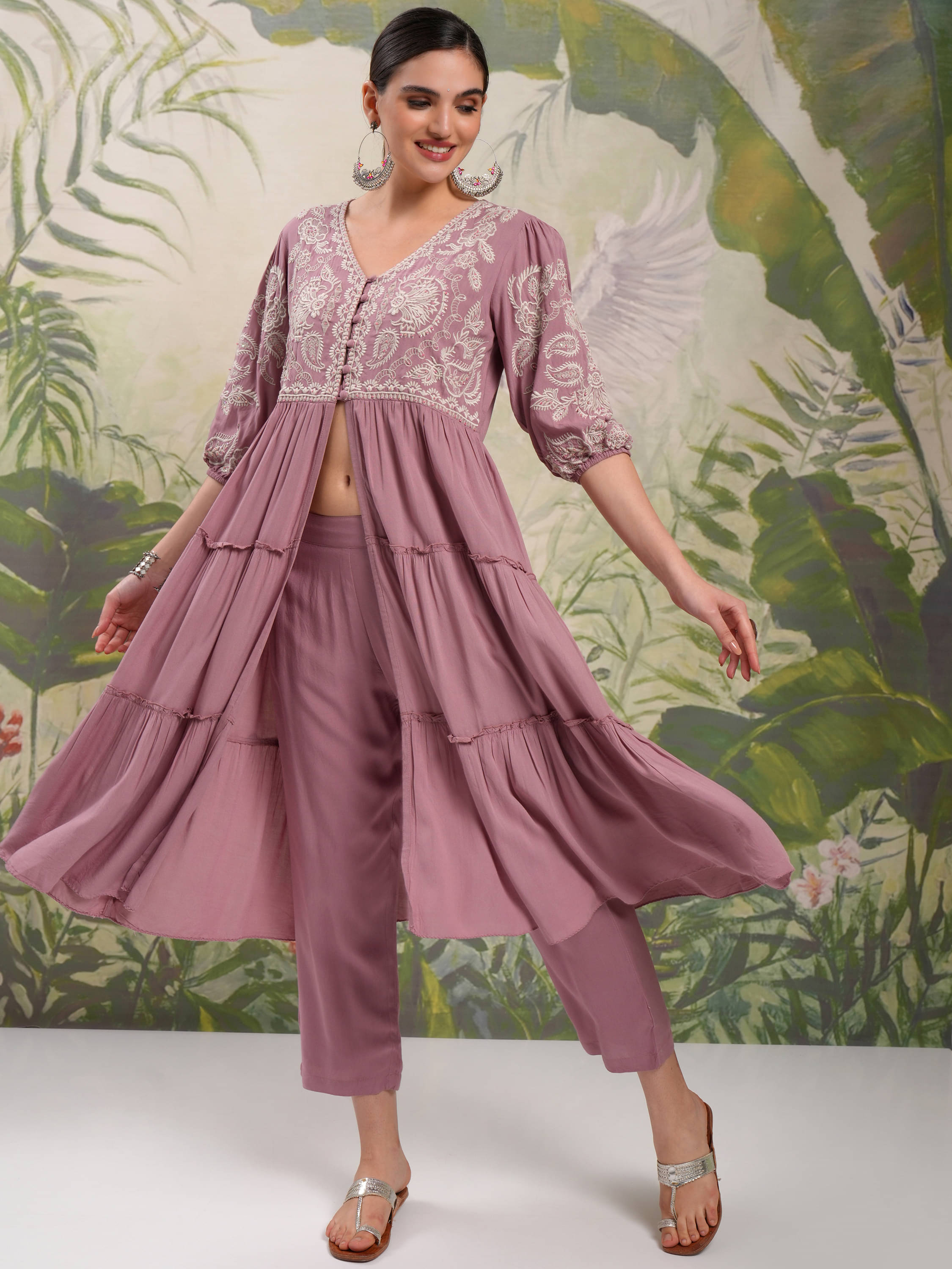     			Vishudh Women Top With Trousers Co-Ord Set ( Mauve )