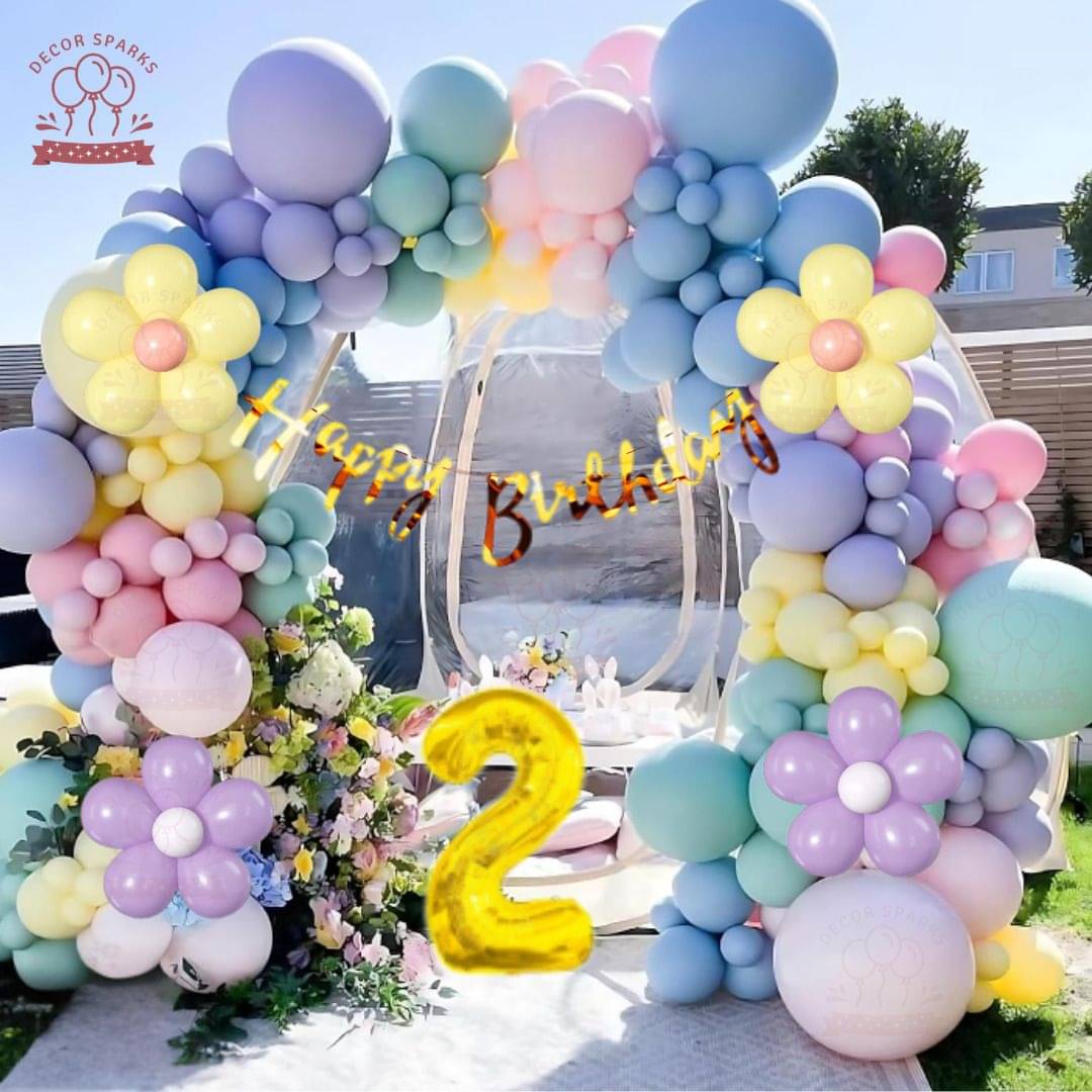 116pcs 2Year Pastel Balloon Garland Kit with Banner & Foil for Birthday     			116pcs 2Year Pastel Balloon Garland Kit with Banner & Foil for Birthday