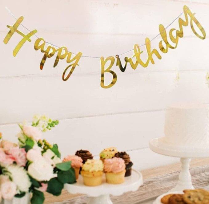     			1pcs Golden Happy Birthday Bunting Banner