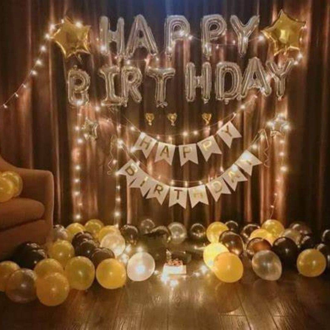 26Pcs Happy Birthday Decoration Combo with LED Lights, Balloons & Banners 26Pcs Happy Birthday Decoration Combo with LED Lights, Balloons & Banners