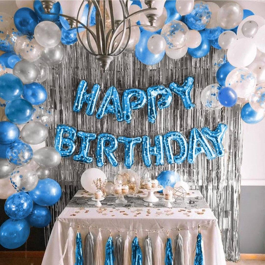 38 Pcs Happy Birthday Decoration Kit Combo - Blue Happy Birthday Letters     			38 Pcs Happy Birthday Decoration Kit Combo - Blue Happy Birthday Letters